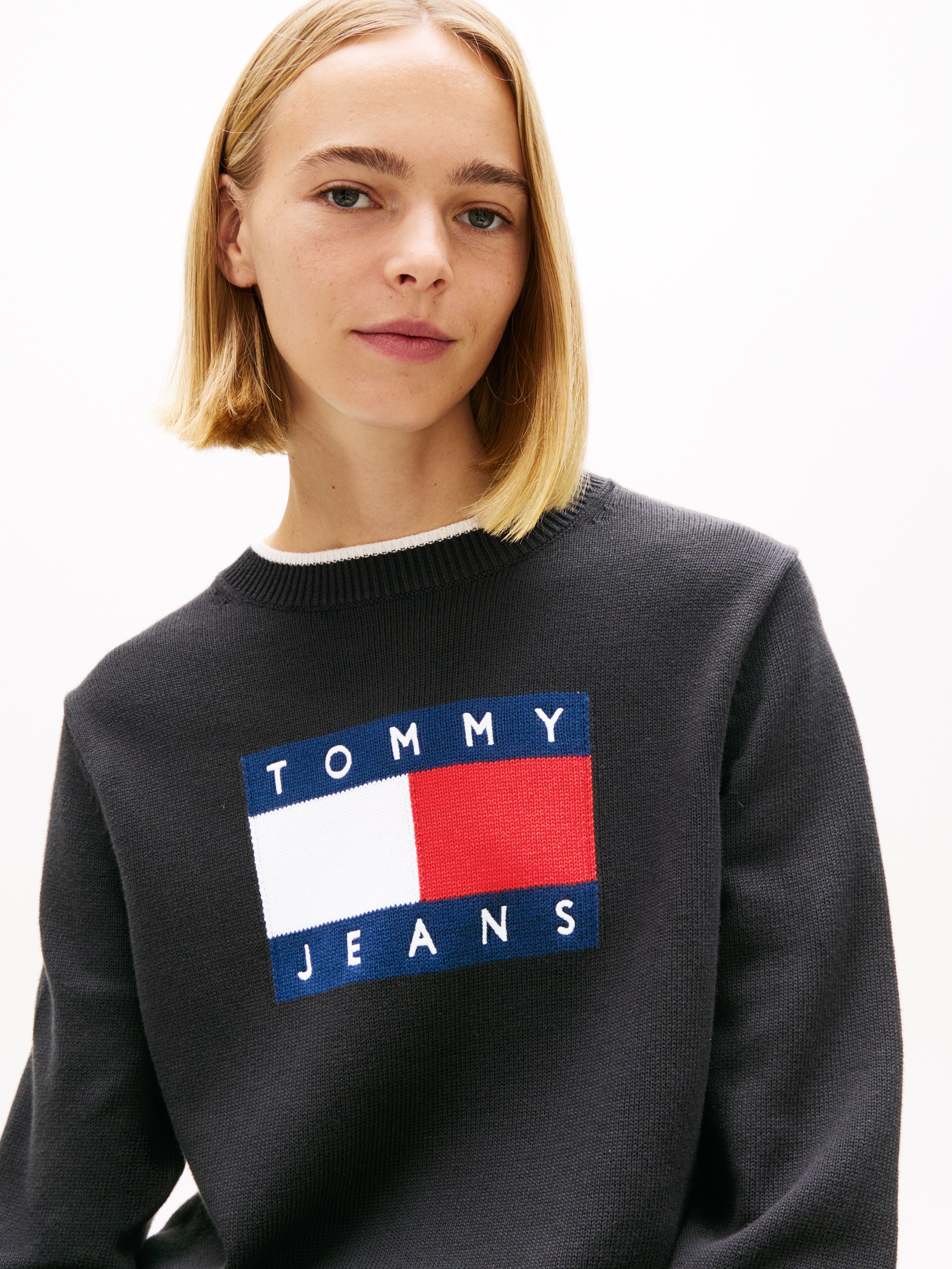 Tommy Jeans Strickpullover "TJW TIPPING FLAG SWEATER EXT" günstig online kaufen