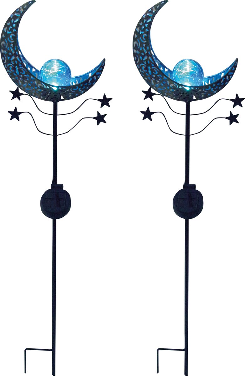 Gartenleuchte LUXFORM, blau, Leuchten, "Solar-Erdspieß-Gartenlampe - Mandala - 2 Stück", Dekoratives Gartenornament