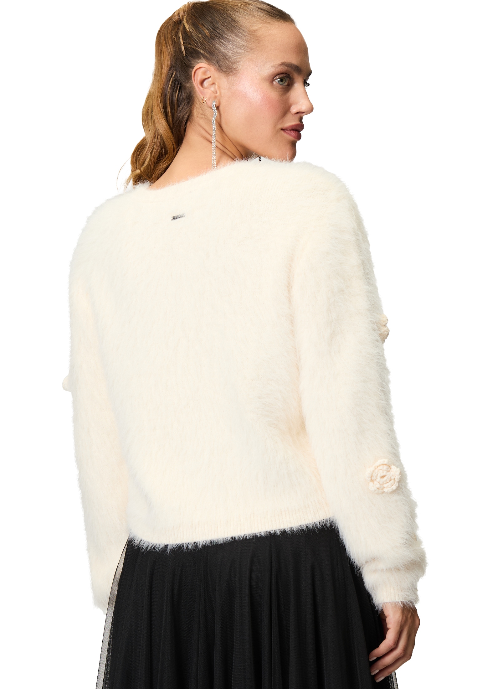 Zero Strickpullover »zero Strickpullover mit Blumen«, (1 tlg.), weiteres Detail