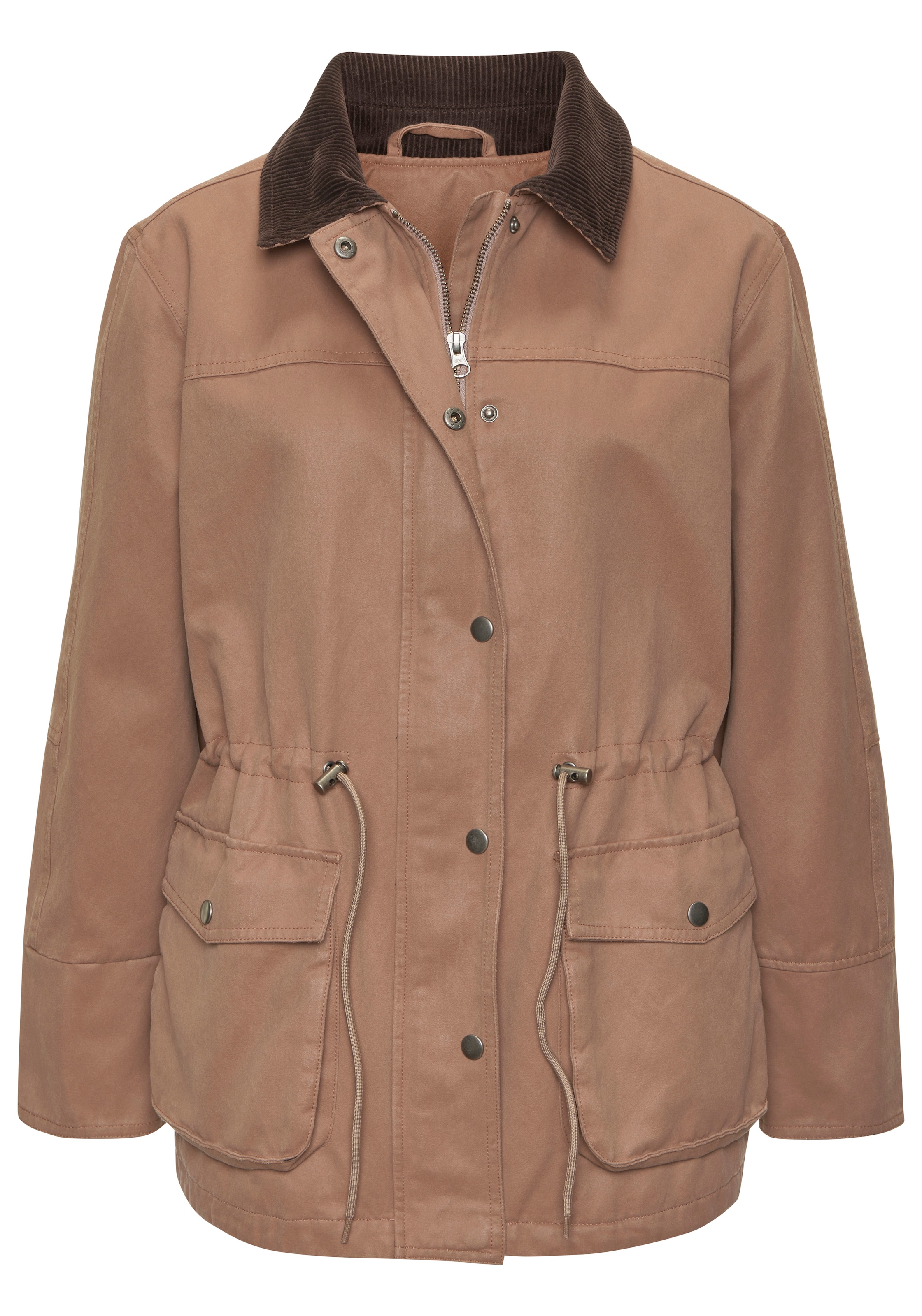 French Connection Canvasjacke in langer Form mit Kordkragen