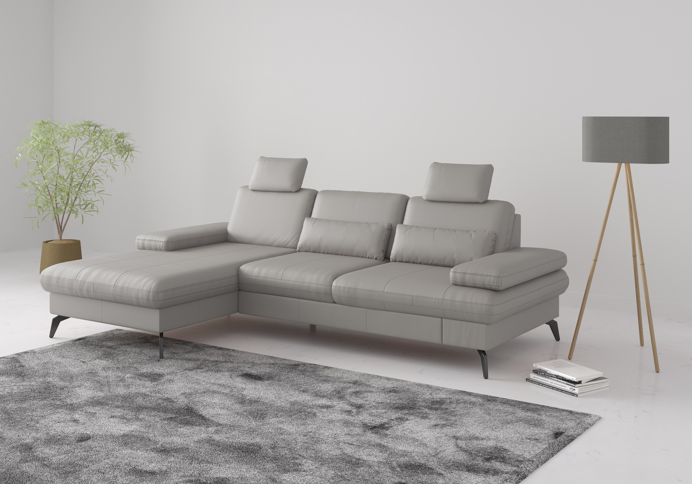 sit&more Ecksofa "Morris L-Form, inkl. Sitztiefenverstellung" wahlweise mit Armteilverstellung, Schlaffunktion & Bettkasten