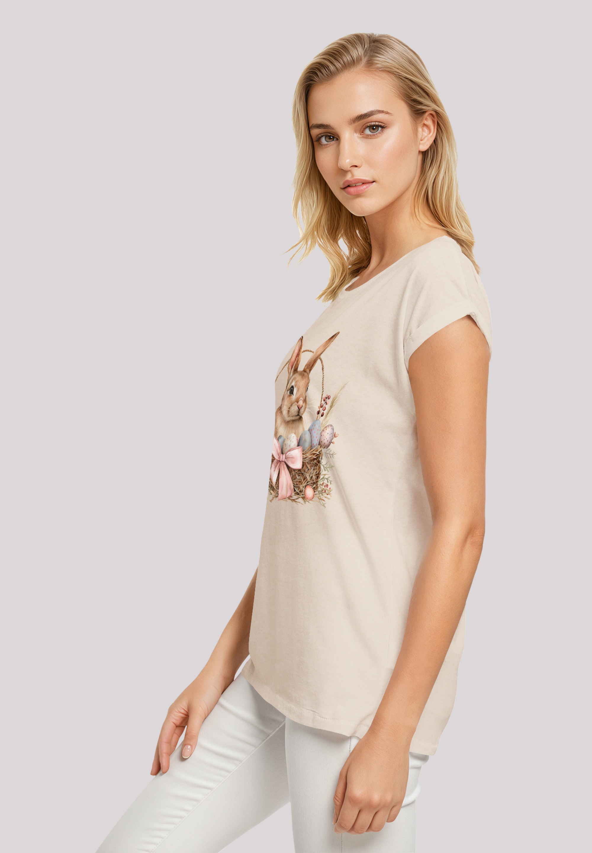 F4NT4STIC T-Shirt »Osterhasen Korb Dekor«, Premium Qualität