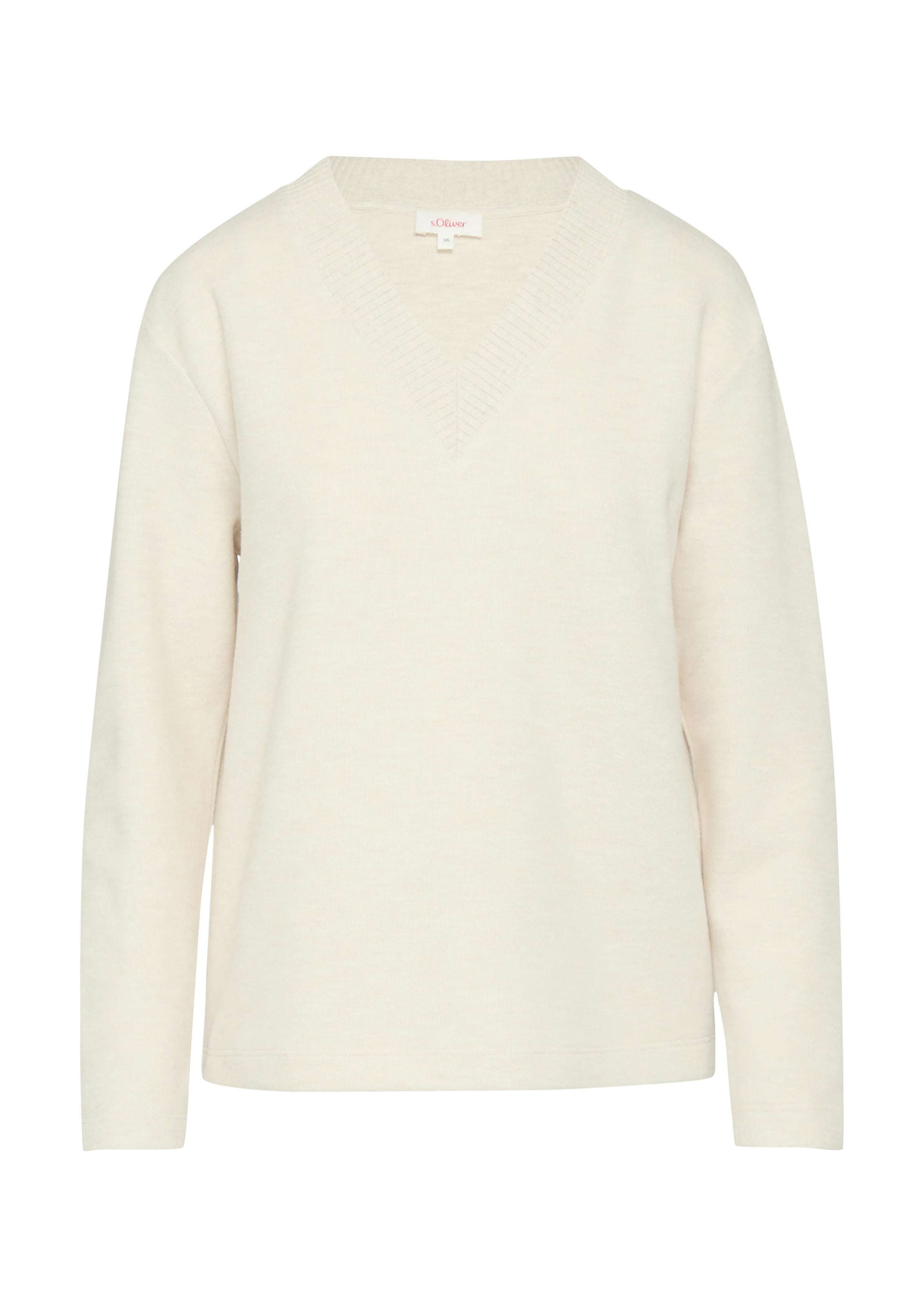 s.Oliver V-Ausschnitt-Pullover, in melierter Optik