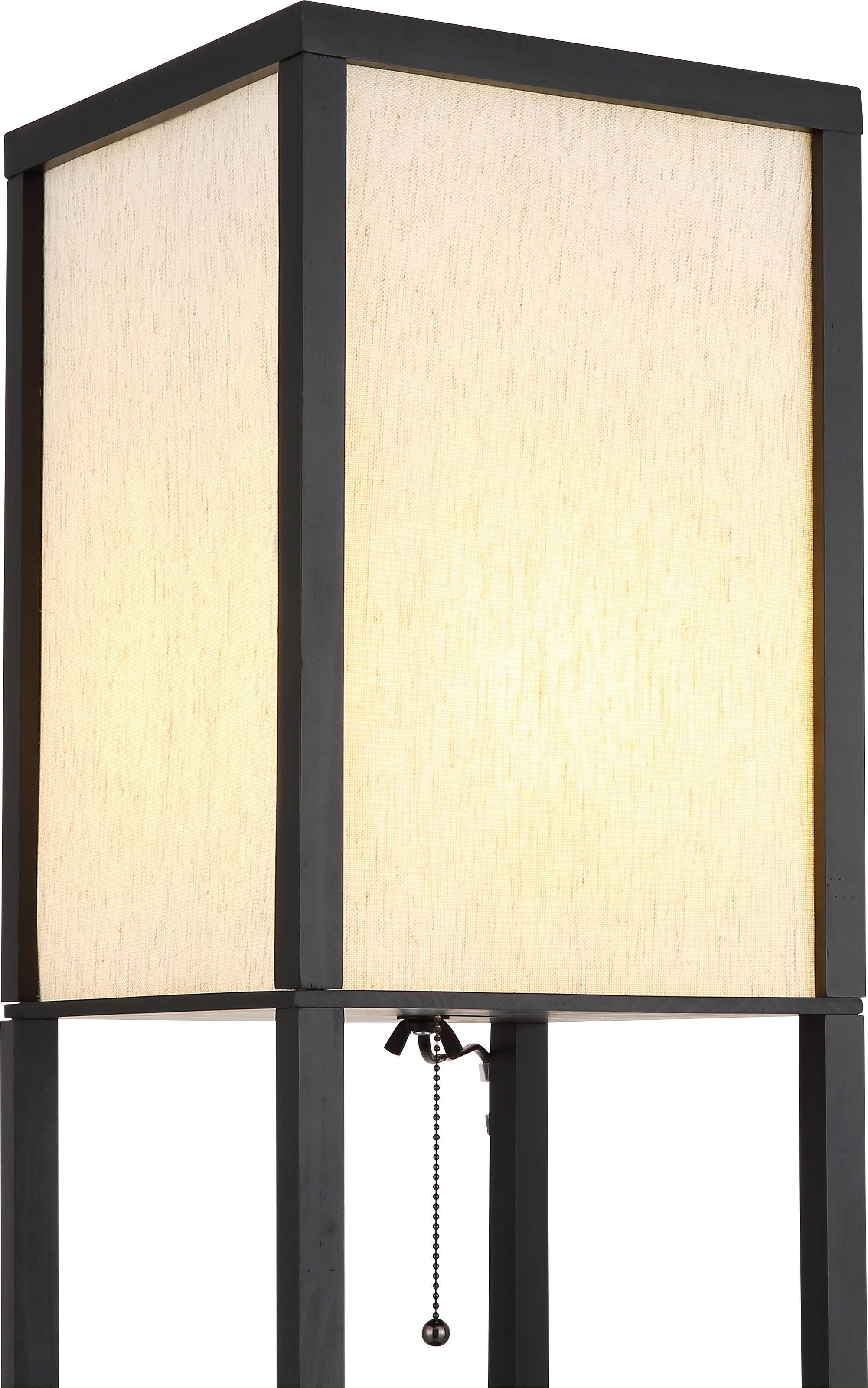 GLOBO LIGHTING Stehlampe »TABITHA« E27 1 Stk. Stehleuchte Holz schwarz, Leinen natur, E27, Zugkettenschalter