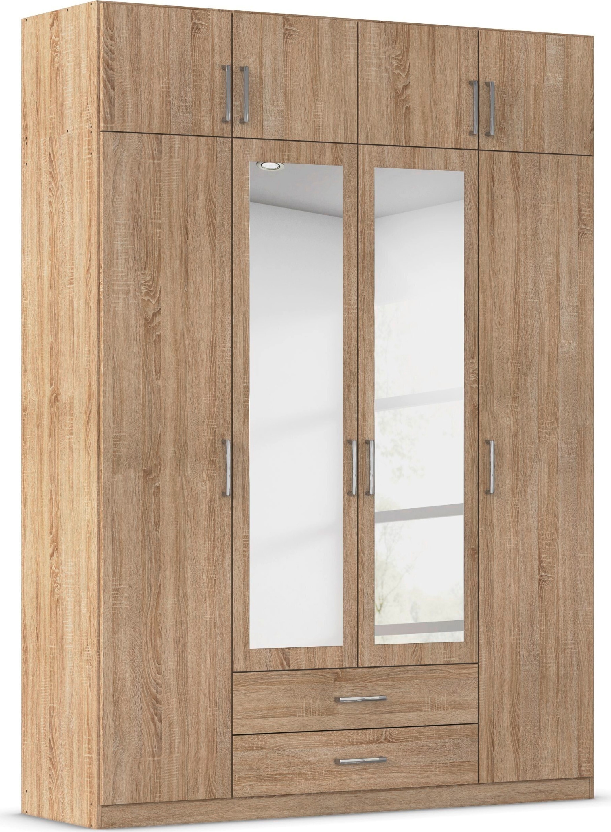 rauch Kleiderschrank "Schrank Garderobe Wäscheschrank GAMMA in 4 Breiten 91-226 cm" 3 verschiedene Ausstattungen BASIC/CLASSIC/PREMIUM (inkl. SOFT-CLOSE), mit Schubladen und Schrankaufsatz sowie Spiegel MADE IN GERMANY