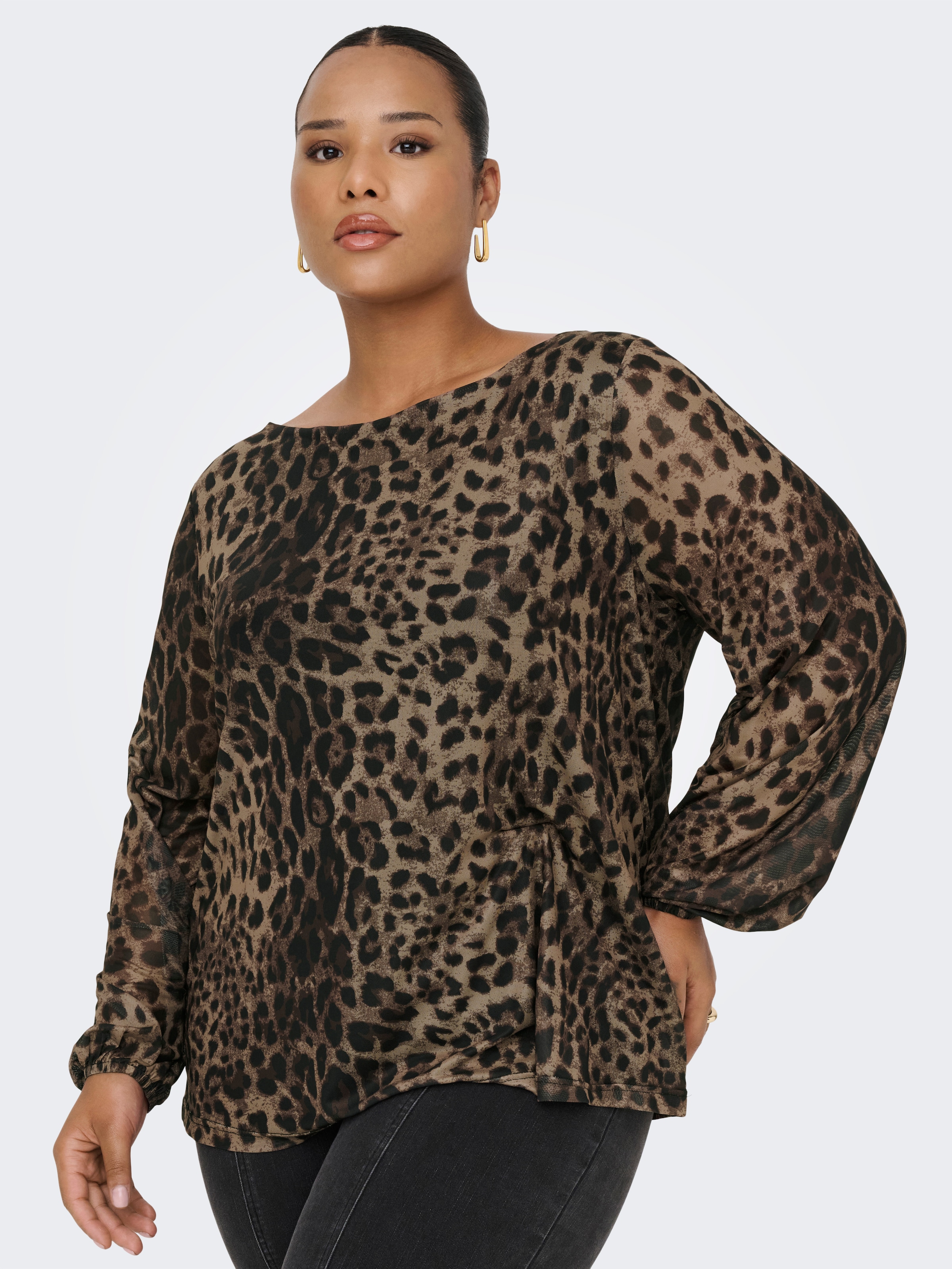 ONLY CARMAKOMA Langarmshirt "CARFOREST LIFE L/S BOATNECK TOP JRS" günstig online kaufen