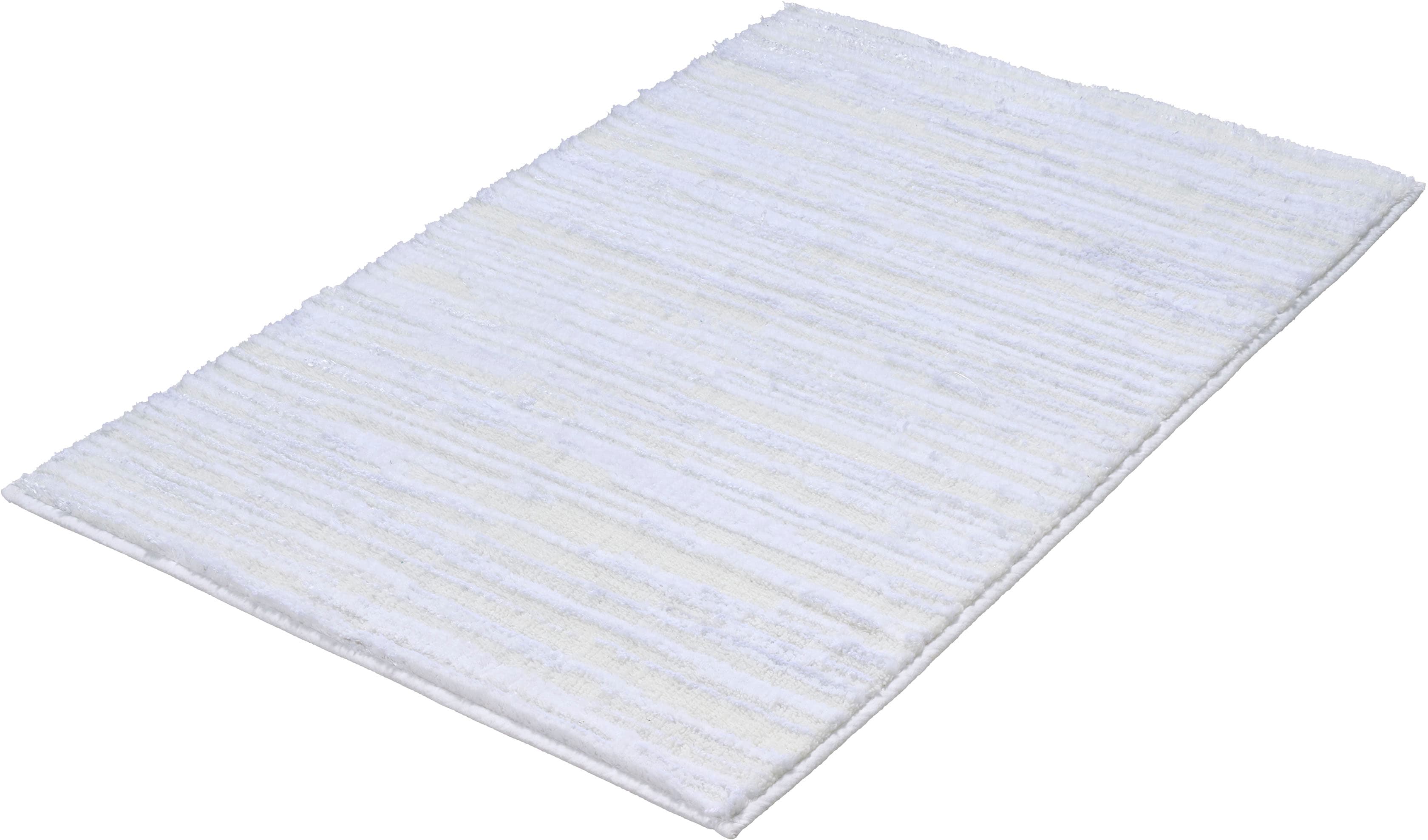 Kleine Wolke "Glow, Badvorleger, Badezimmer Teppich" Höhe 14 mm rutschhemmend beschichtet fußbodenheizungsgeeignet Badteppich, Uni Farben, Streifen Struktur, Hoch-Tief Effekt