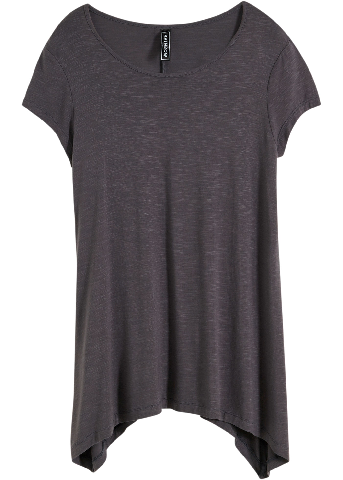 bonprix T-Shirt ausgestellte Passform, asymmetrische Länge, kurze Ärmel