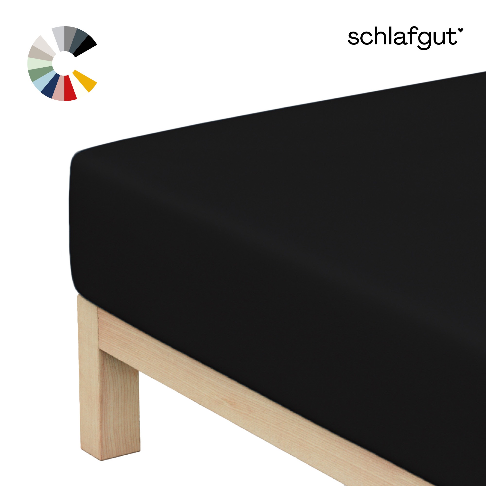 Schlafgut Spannbettlaken "Basic Cotton Bettlaken, 160 g/m², 100% Baumwolle, Spannbetttuch" Spannbettlaken bis 20 cm Matratzenhöhe, bügelfrei und pflegeleicht