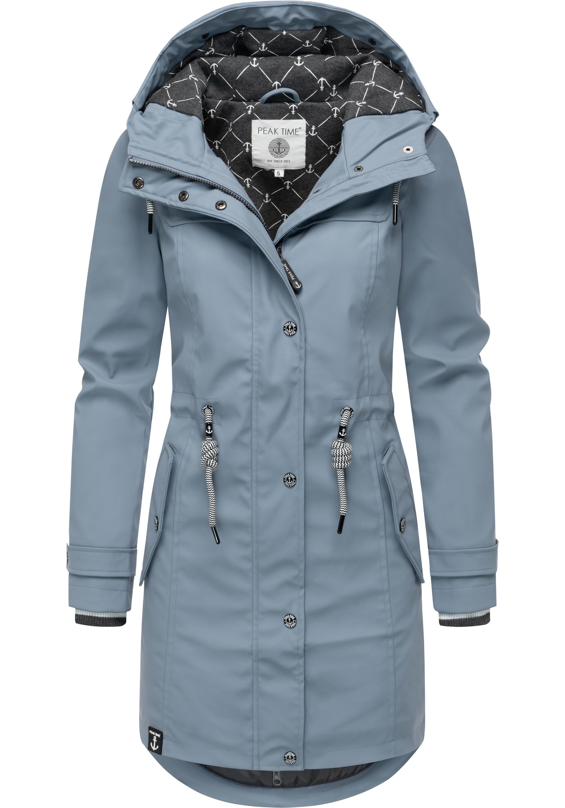 PEAK TIME Regenjacke »L60042«, mit Kapuze, stylisch taillierter Regenmantel für Damen