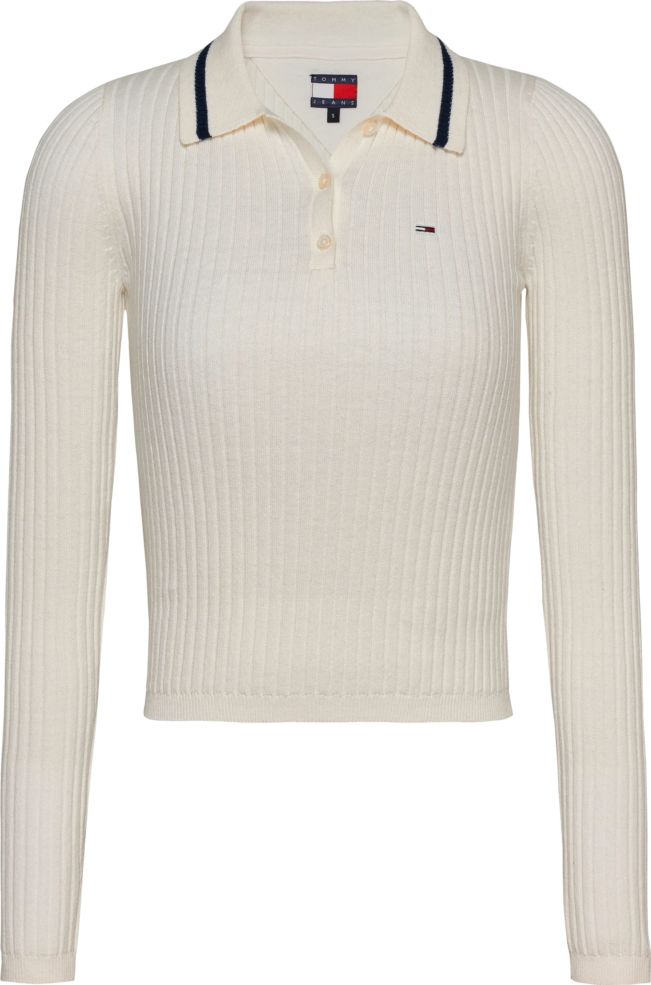 Tommy Jeans Polokragenpullover »TJW ESSENTIAL LS POLO SWEATER«, mit Logostickerei