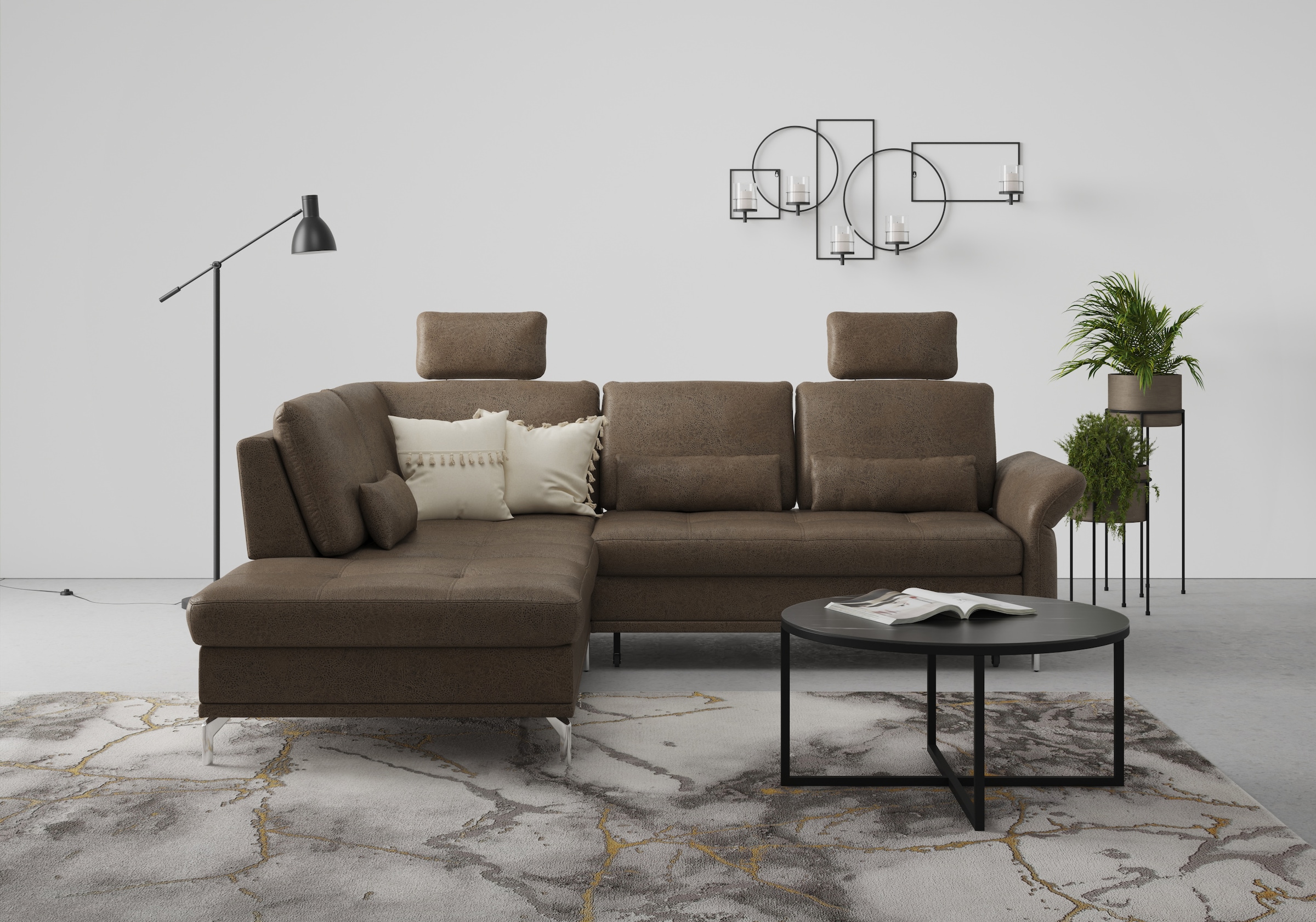 Home affaire Ecksofa "Palm Beach L-Form" Federkern, mit Sitztiefenverstellu günstig online kaufen