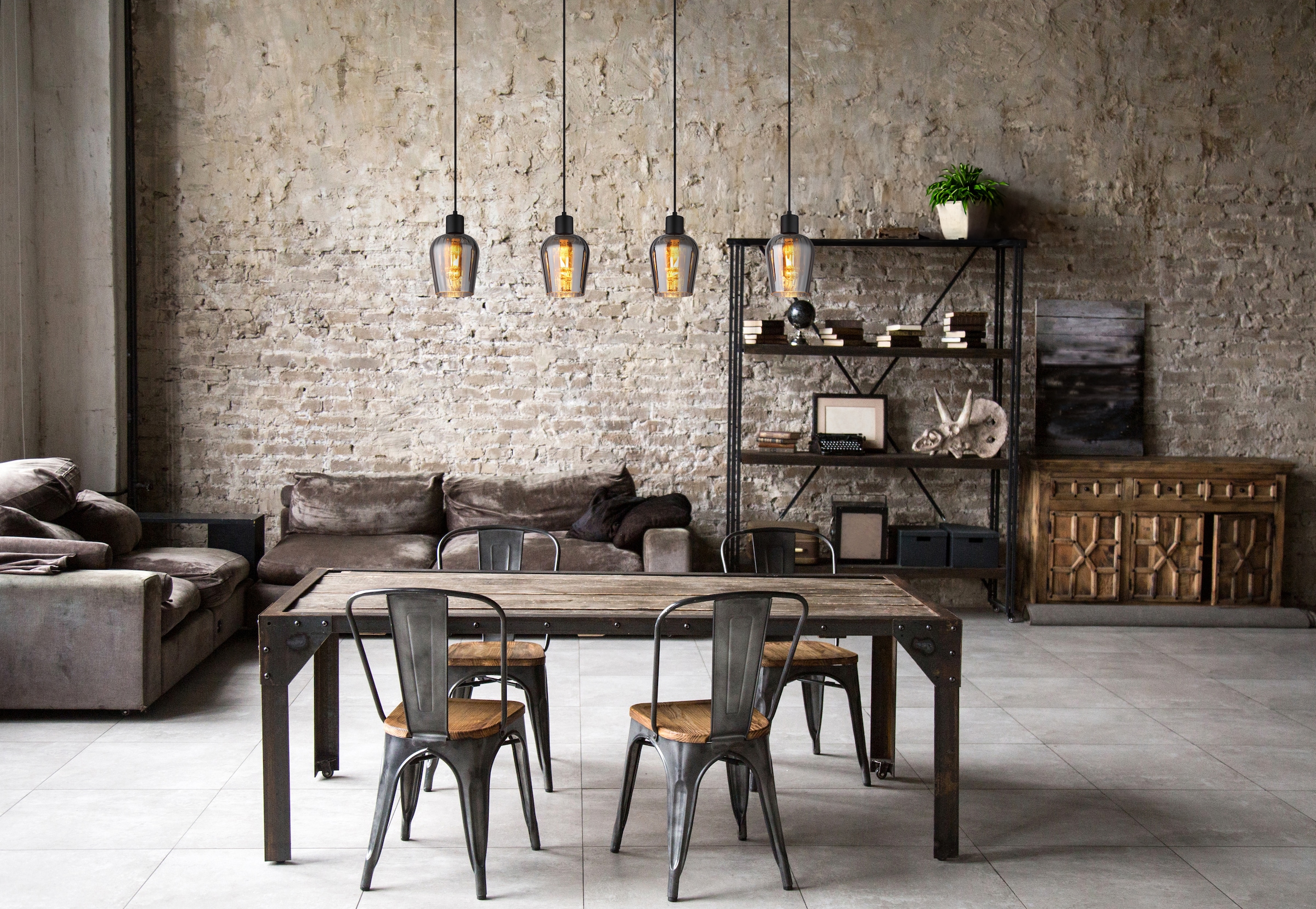 GLOBO LIGHTING Hängeleuchte »RYAN«, Leuchtmittel E27 | ohne Leuchtmittel, Hängelampe/Pendelleuchte/Esszimmer/Wohnzimmer/Esstisch