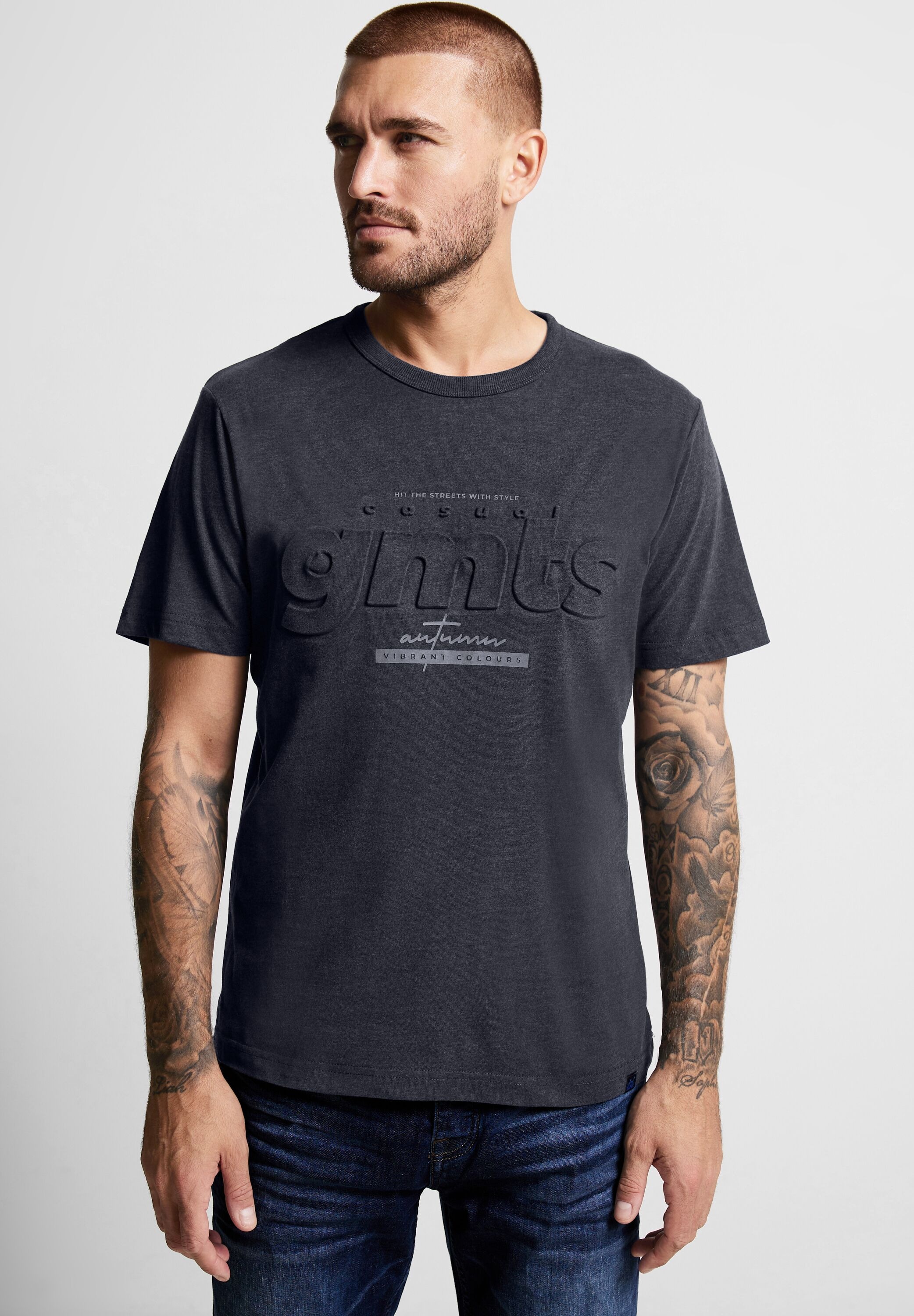 STREET ONE MEN für Optik | T-Shirt, Melange BAUR in ▷