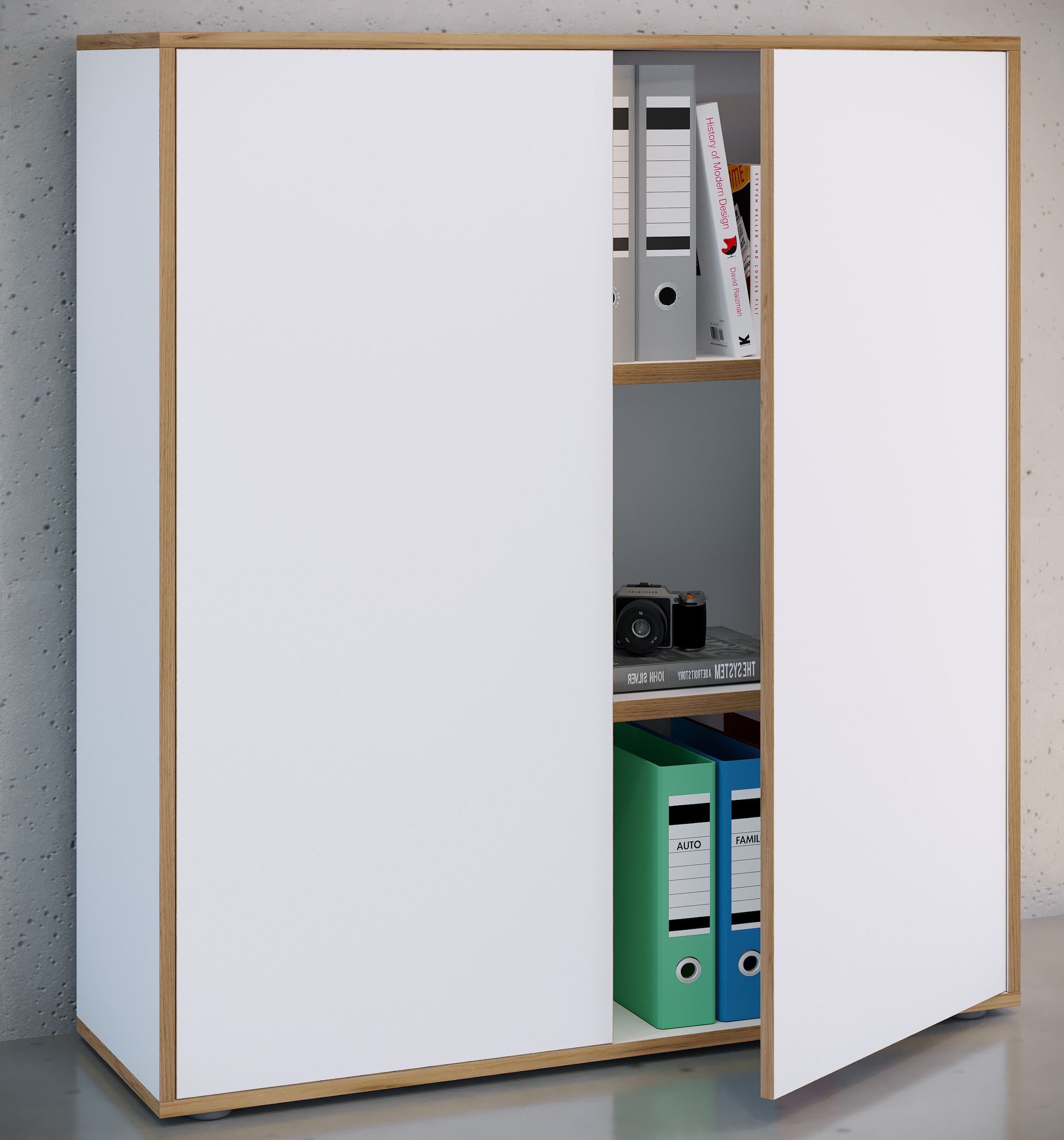 VCM Aktenschrank »VCM Holz Büroschrank Ordner Aktenschrank Büromöbel Schrank Salia 3-fach Breite 100 cm Drehtüren«, (1 St.)