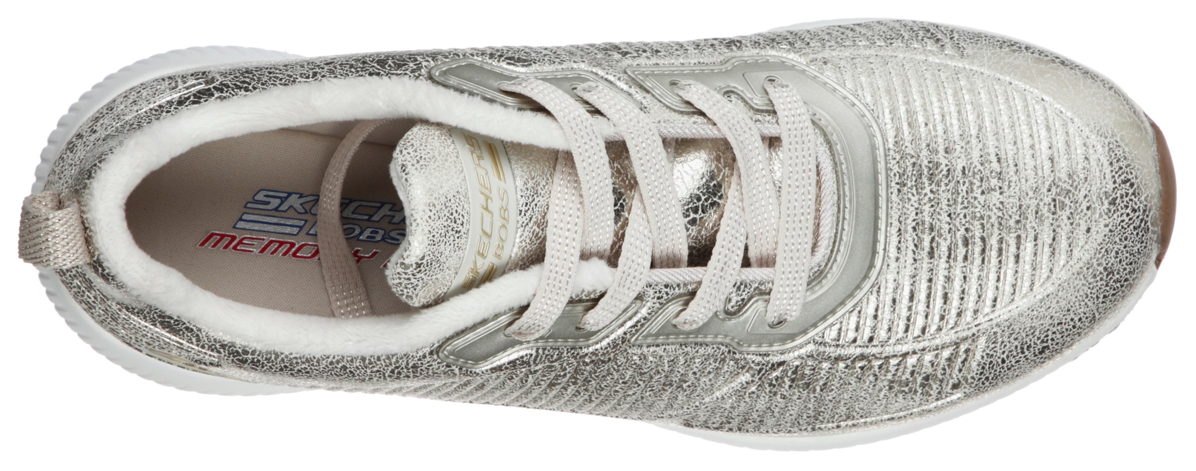 Skechers Keilsneaker »BOBS SQUAD-SPARKLE LIFE«, Freizeitschuh, Halbschuh, Schnürschuh im glänzenden Metallic-Look