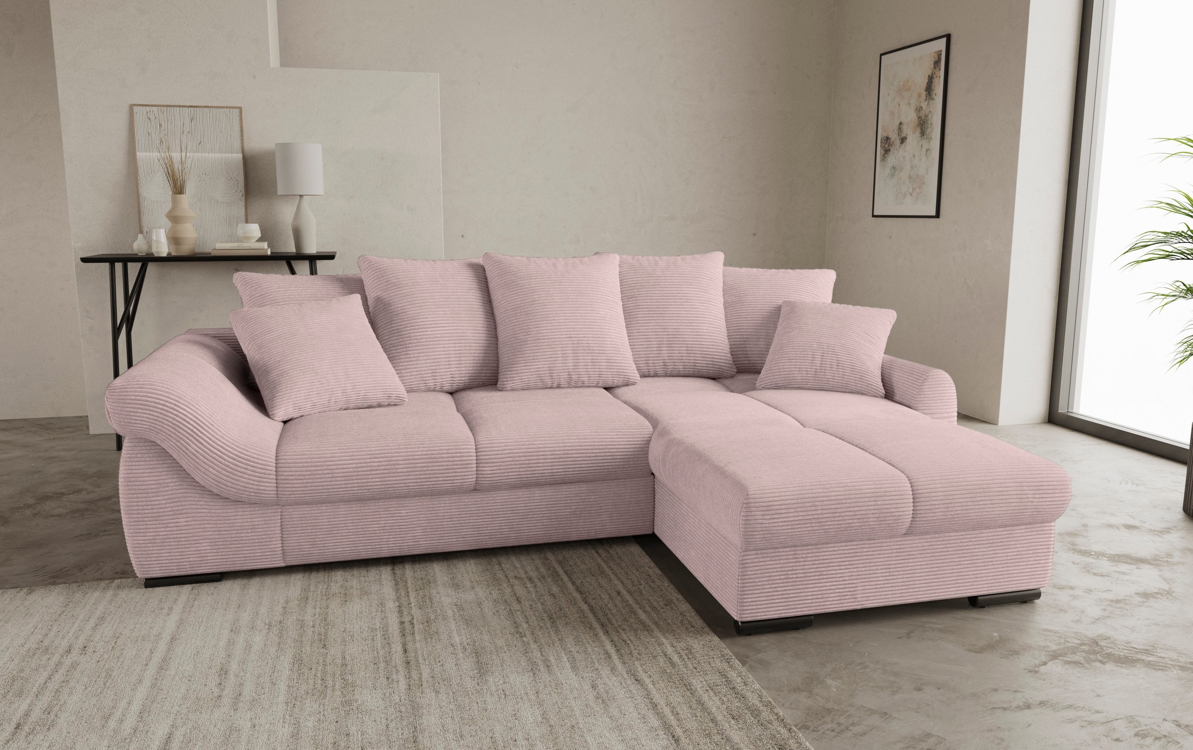 Mr. Couch Ecksofa »Livorno DuraFlex L-Form«, inkl. Hochschläfer-Bettauszug, XL-Bettkasten weiß beschichtet