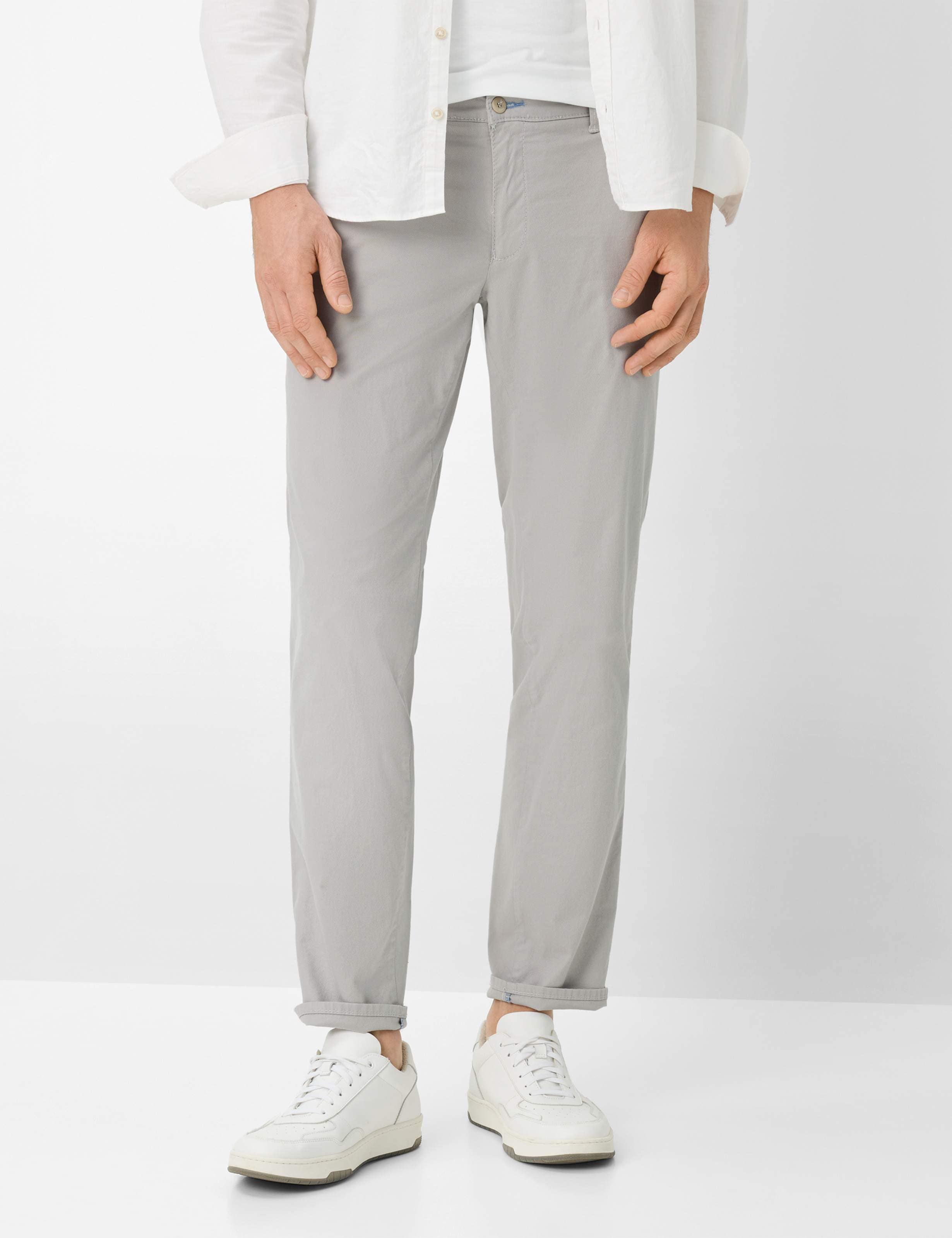Chinohose BRAX "Style FABIO IN", Herren, Gr. 31, Länge 34, hellgrau, Web, 97% Baumwolle, 3% Elasthan, Hosen Chinohose