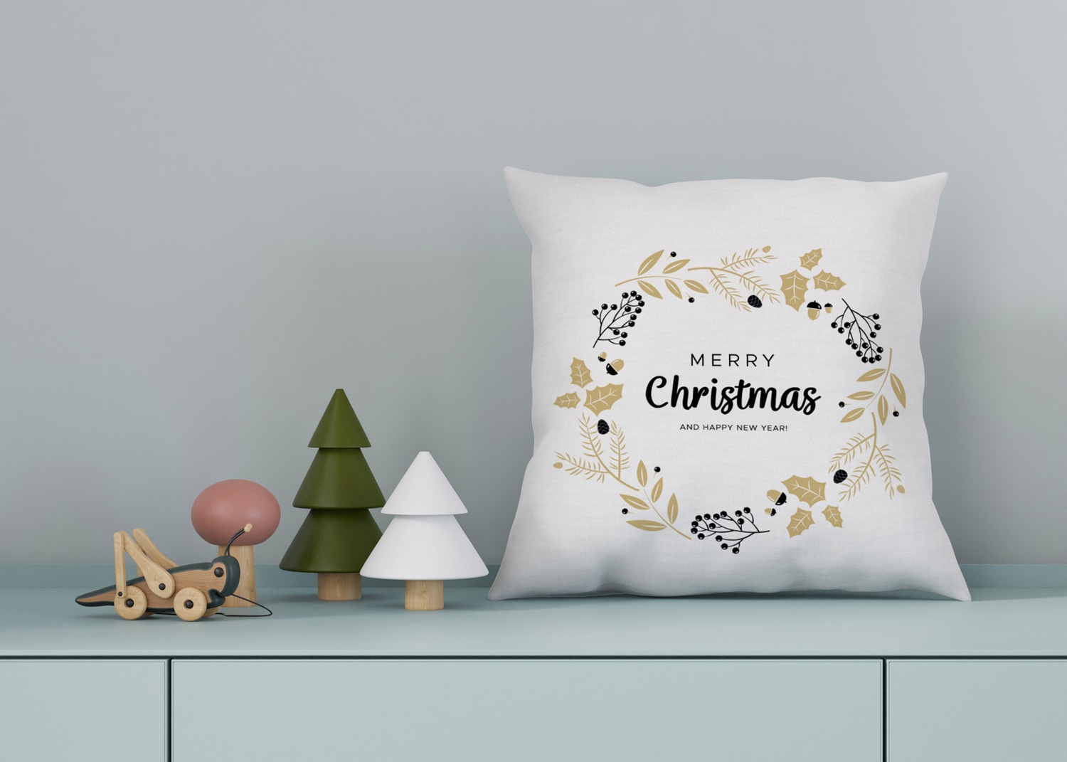 queence Dekokissen, Kissenhülle,Merry Christmas,Weiß,Weihnachtsmotiv,Festlich,Winterlich