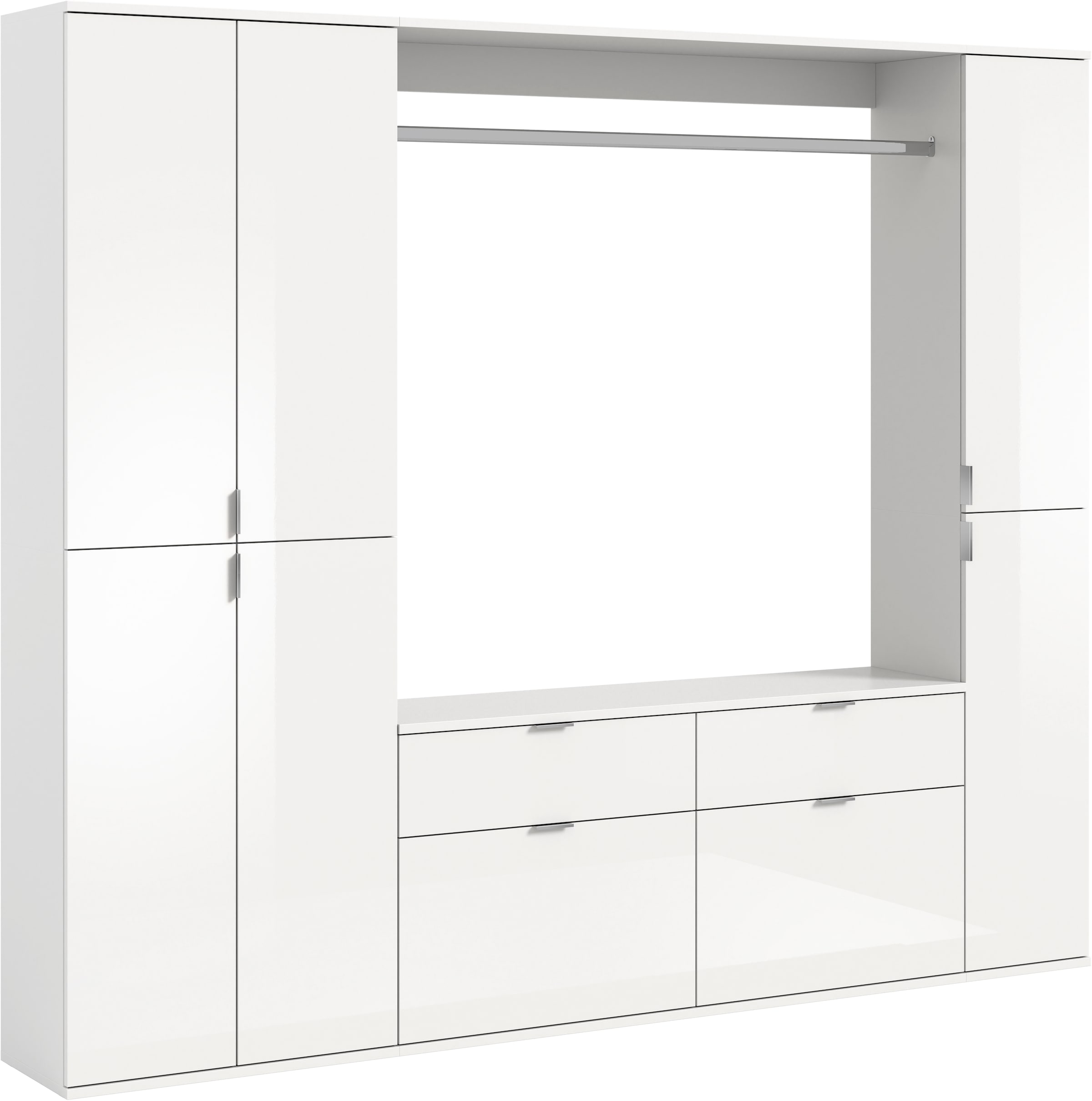 Home affaire Garderoben-Set "TRONDHEIM, 5-teilig, Breite 212cm, individuell platzier- & erweiterbar" Set, bestehend aus: 2x Garderobenschrank & 3-tlgs. Zwischenbauelement, 4 Stk. tlg.