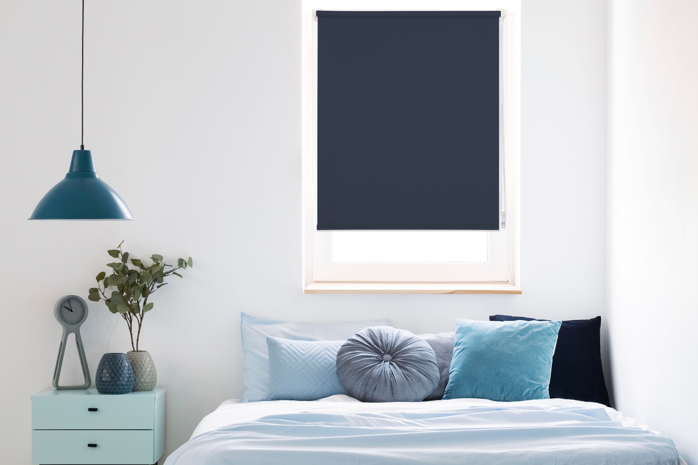 Seitenzugrollo MYDECO, B:100cm H:160cm, blau, Polyester, Rollos, "Win", bis Breite 120cm