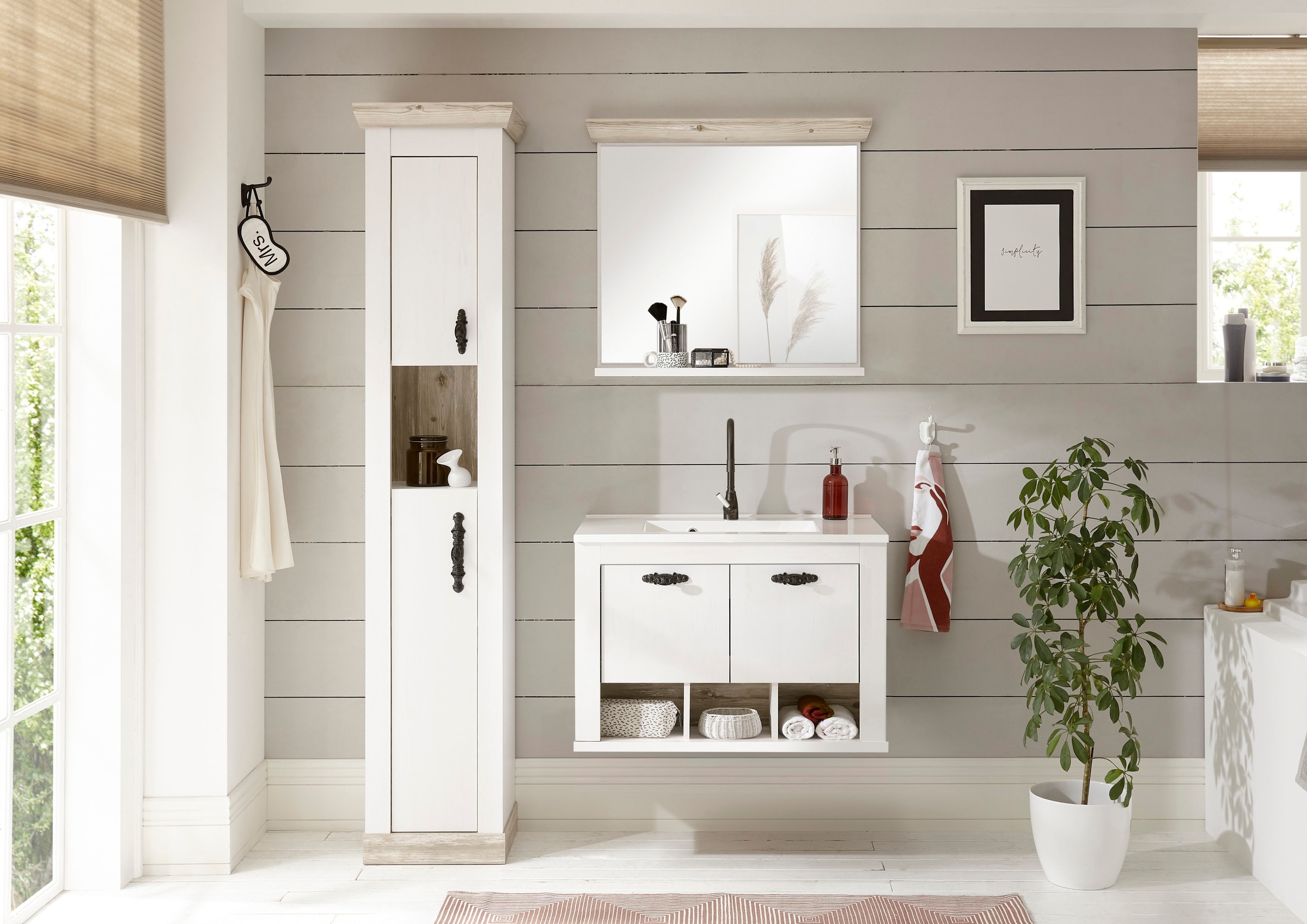 Home affaire Badmöbel-Set "Florenz, Bad im Landhausstil, 3-teiliges Badezim günstig online kaufen