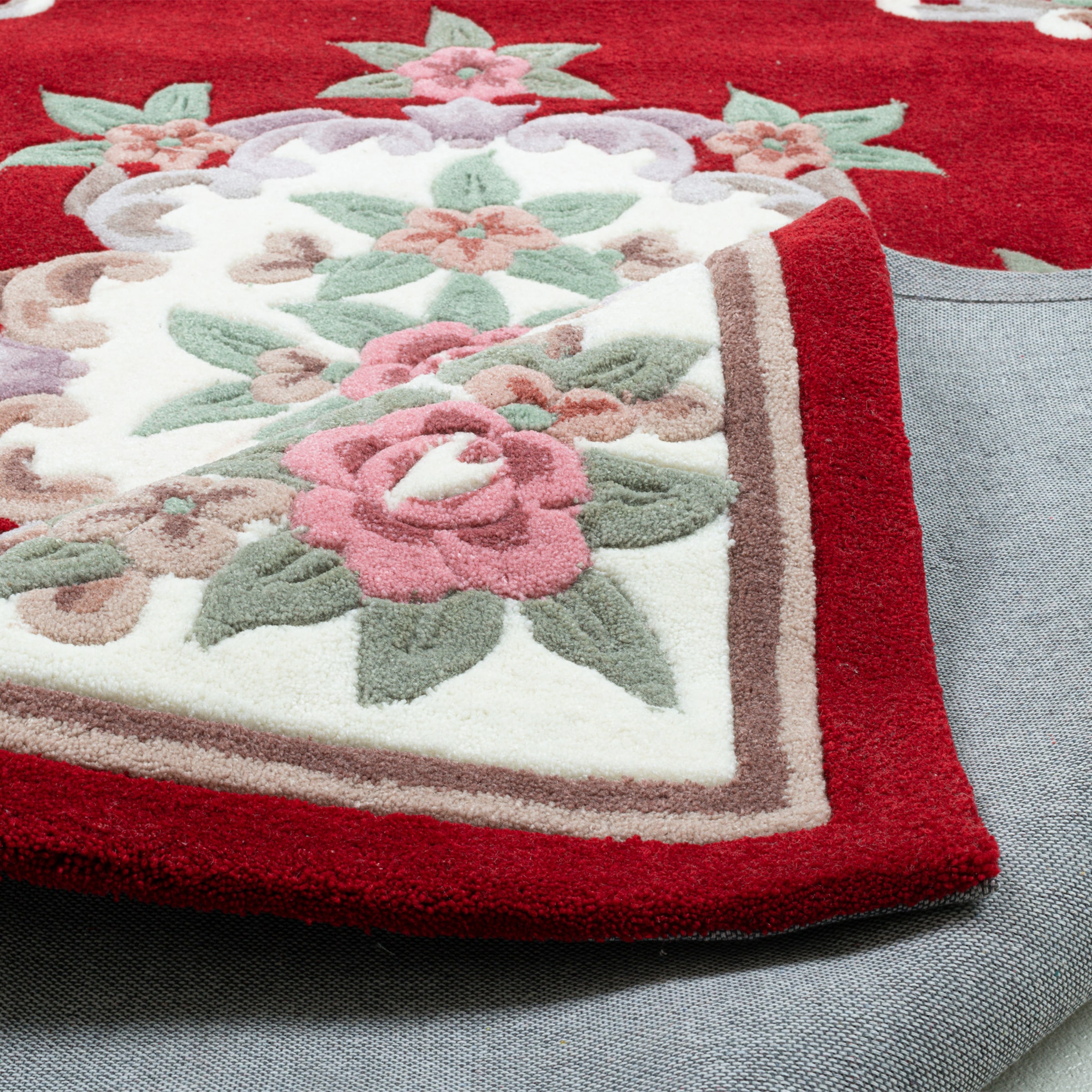 THEKO Teppich »Ming, handgetuftet« rechteckig 14 mm Höhe Pastell-Farben, florales Design, auch in oval & rund, Wohnzimmer