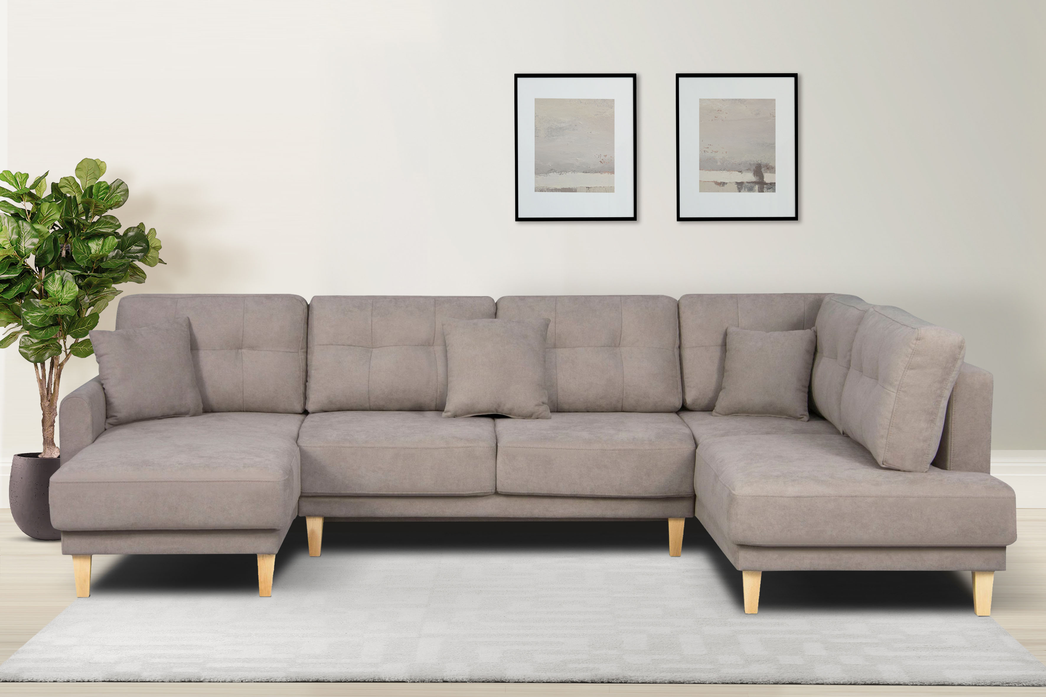 OTTO home Wohnlandschaft "TRIPLO U-Form wahlweise mit Schlaffunktion, B/T/H: 310/192/90 cm" Schlafsofa, auch mit Bettkasten, Steppung im Rückenkissen