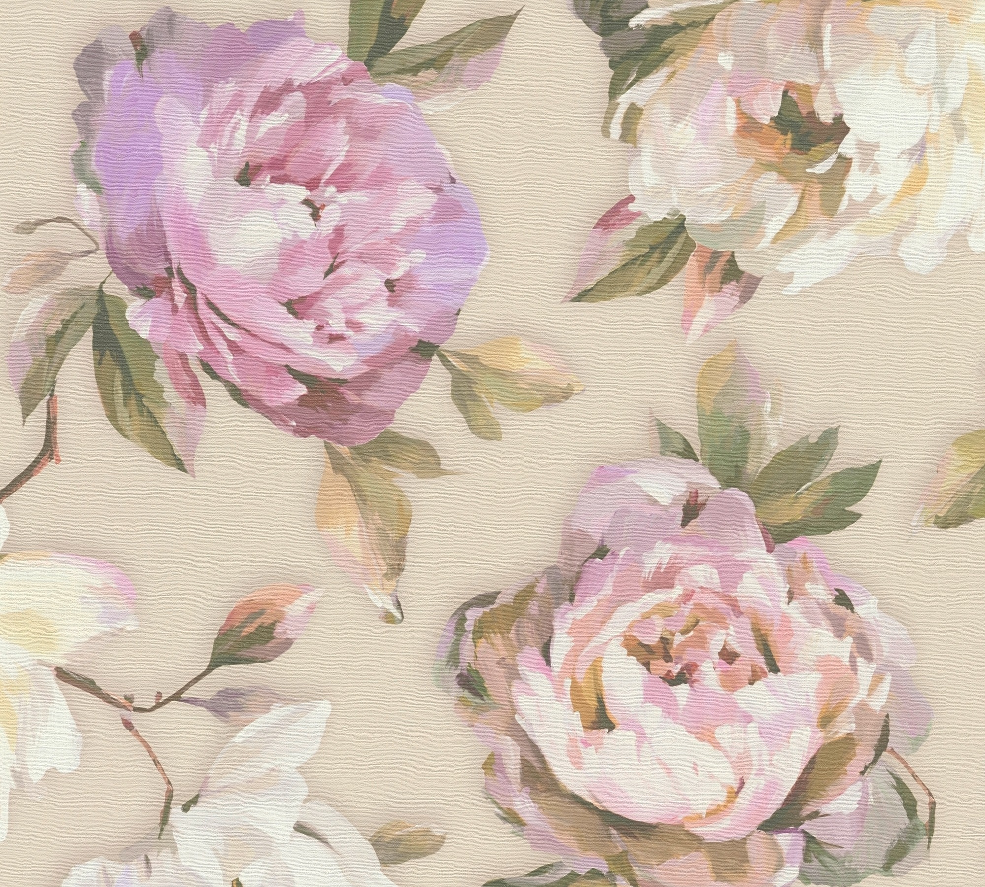 A.S. Création Vliestapete »PintWalls II Blumen-Tapete Mustertapete Rosen Blumen«, matt, Vliestapete Pfingstrosen für Schlafzimmer Küche Wohnzimmer Blumen Flur