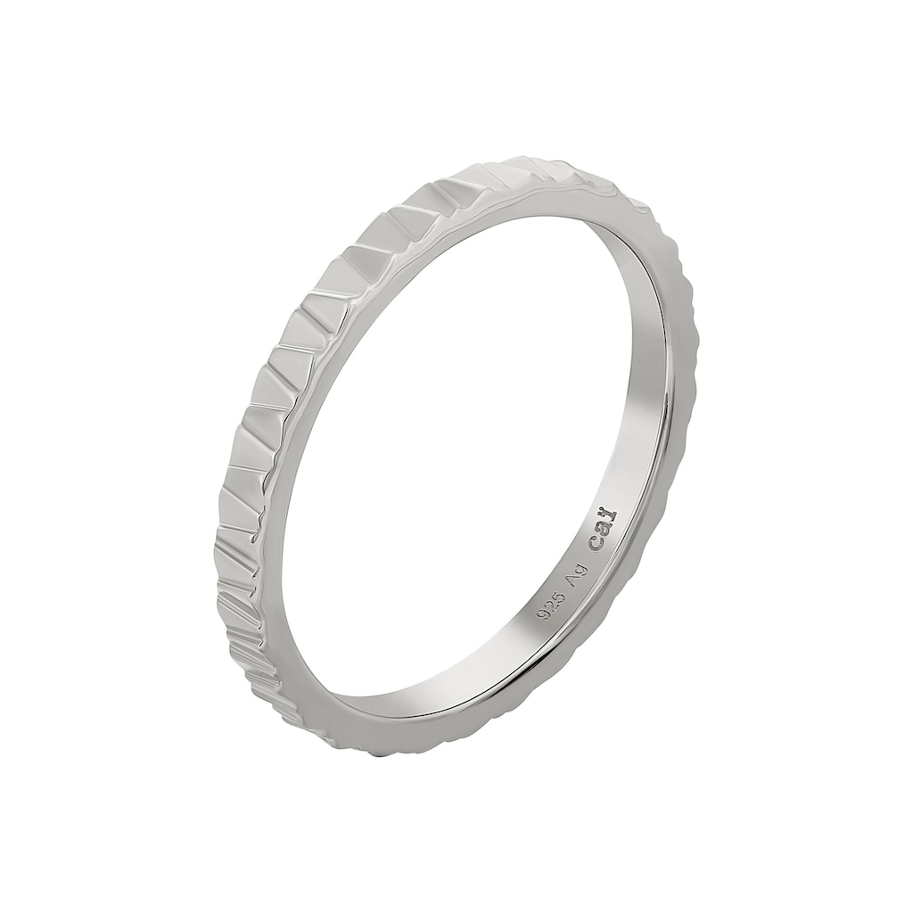 CAÏ Fingerring »925 Silber rhodiniert Muster Stacking«