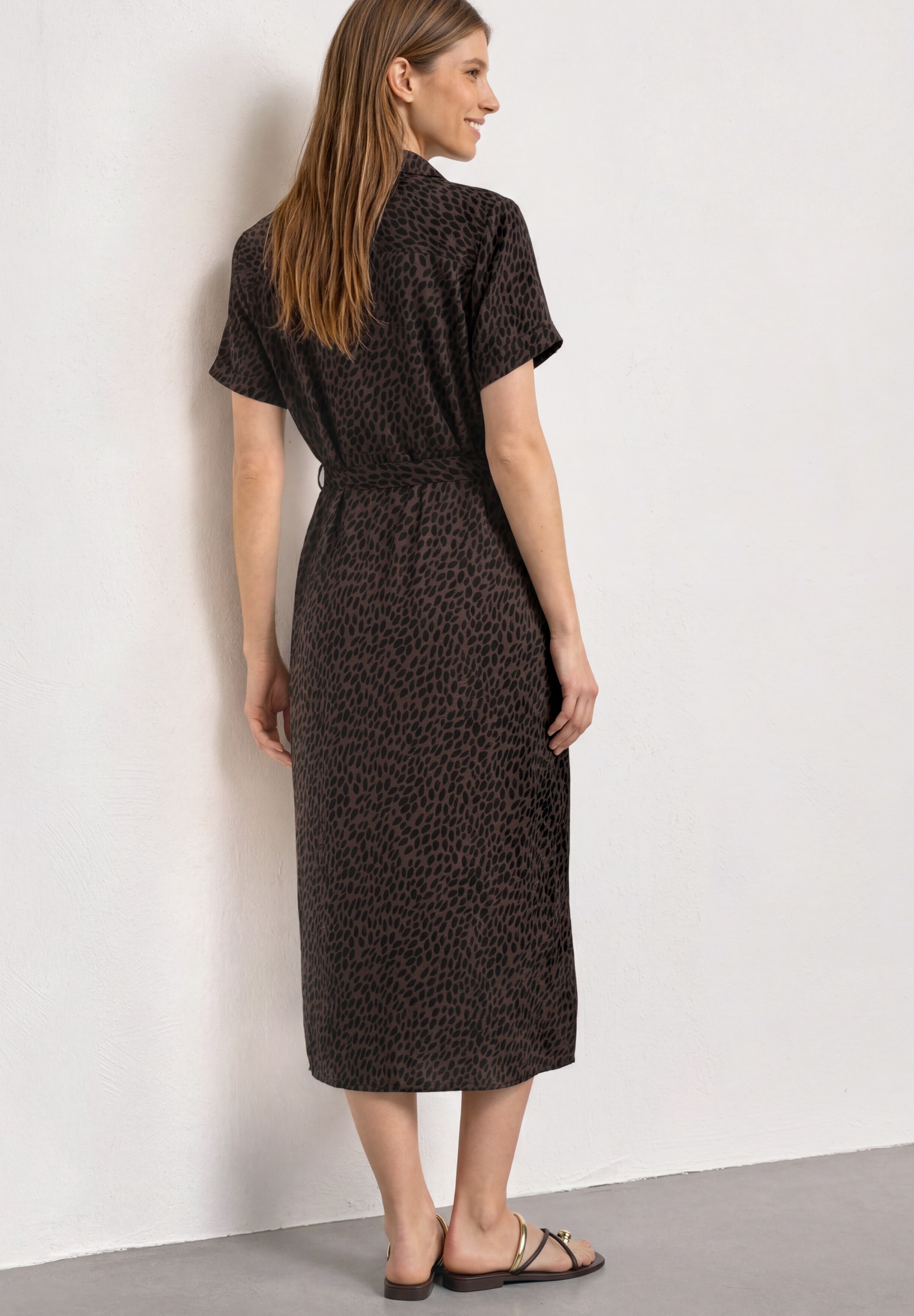 STREET ONE Midikleid Eingrifftaschen mit Leo-Muster