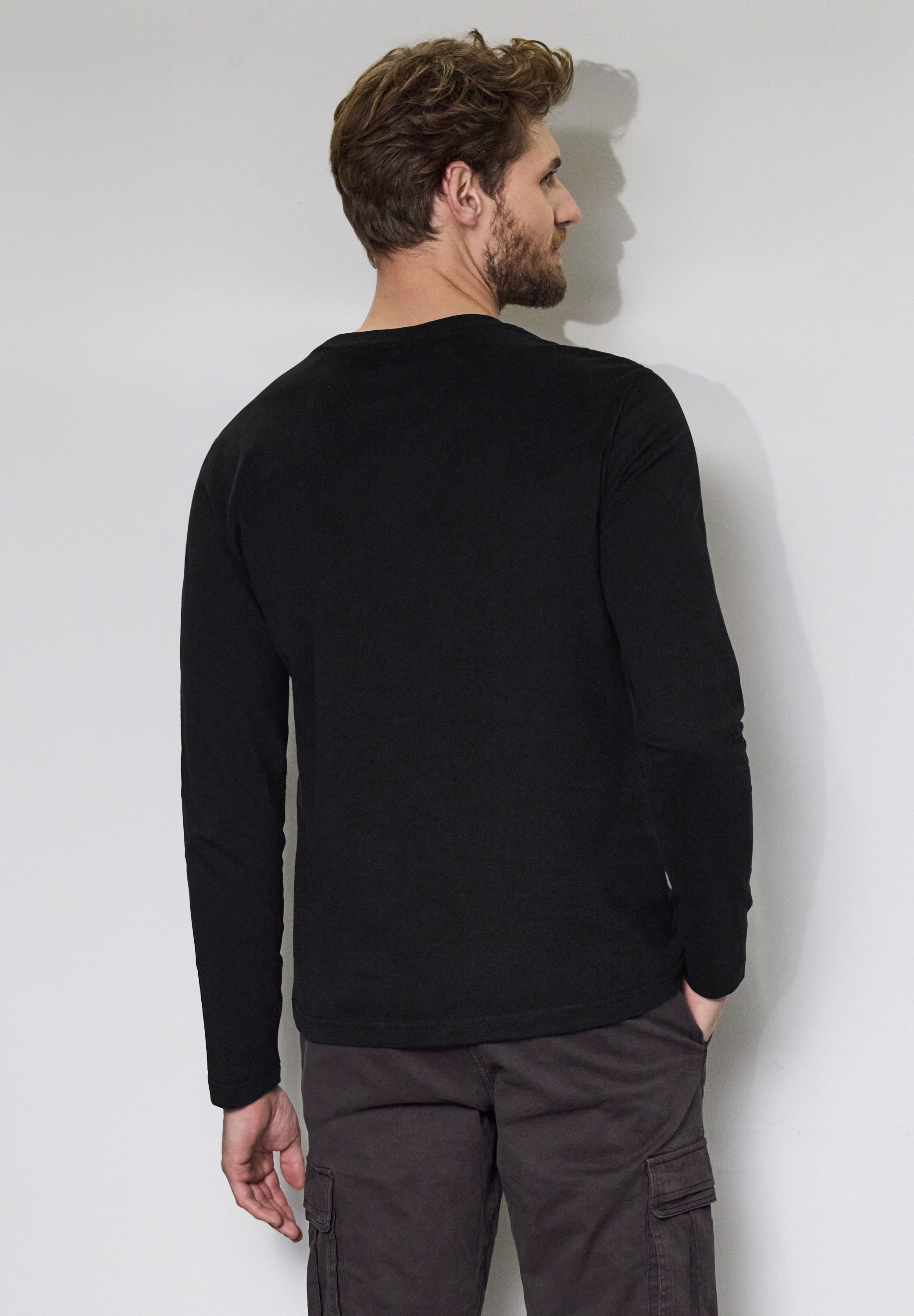 STREET ONE MEN Langarmshirt, aus reiner Baumwolle