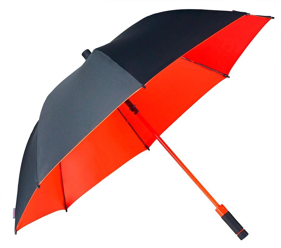 EuroSCHIRM® Stockregenschirm »birdiepal® seasons, schwarz/orange«, schwarz / orange, Automatik, Schultertragegurt, UV-Schutz 50+