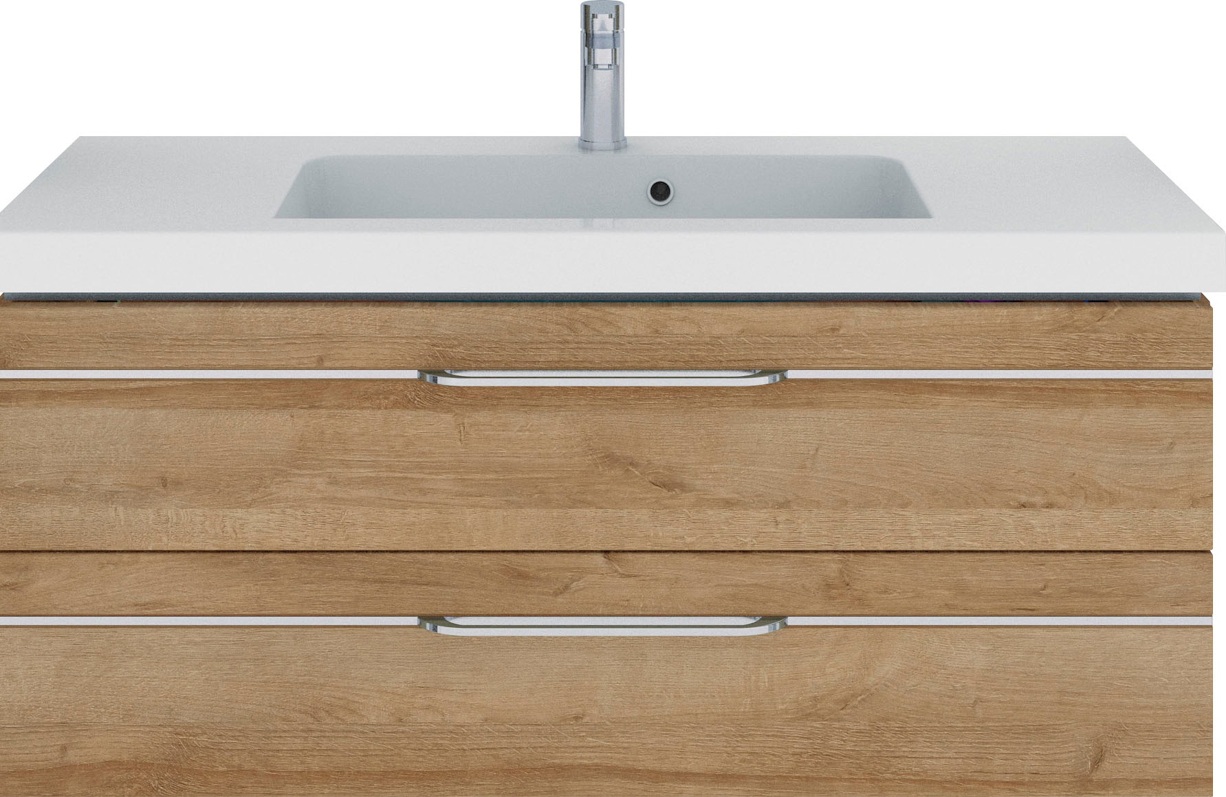 Saphir Badmöbel-Set »Balto Sprint 2-teilig, Mineralmarmor-Waschtisch mit LED-Spiegelschrank«, (2 St.), Badezimmer Set inkl. Türdämpfer, 3 Türen, 2 Schubladen