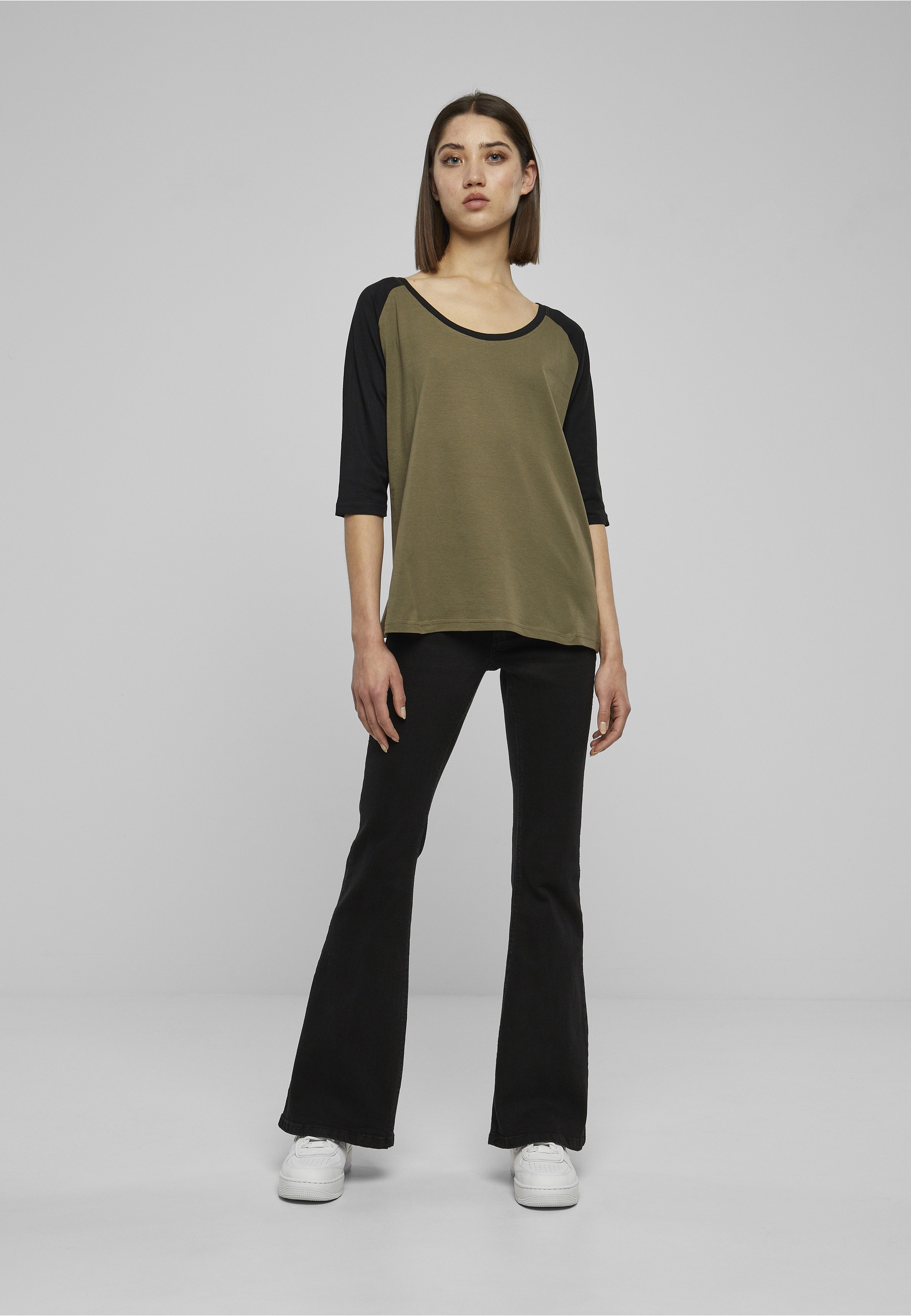 URBAN CLASSICS Kurzarmshirt »Urban Classics Damen Ladies 3/4 Contrast Raglan Tee« 1 Stk.