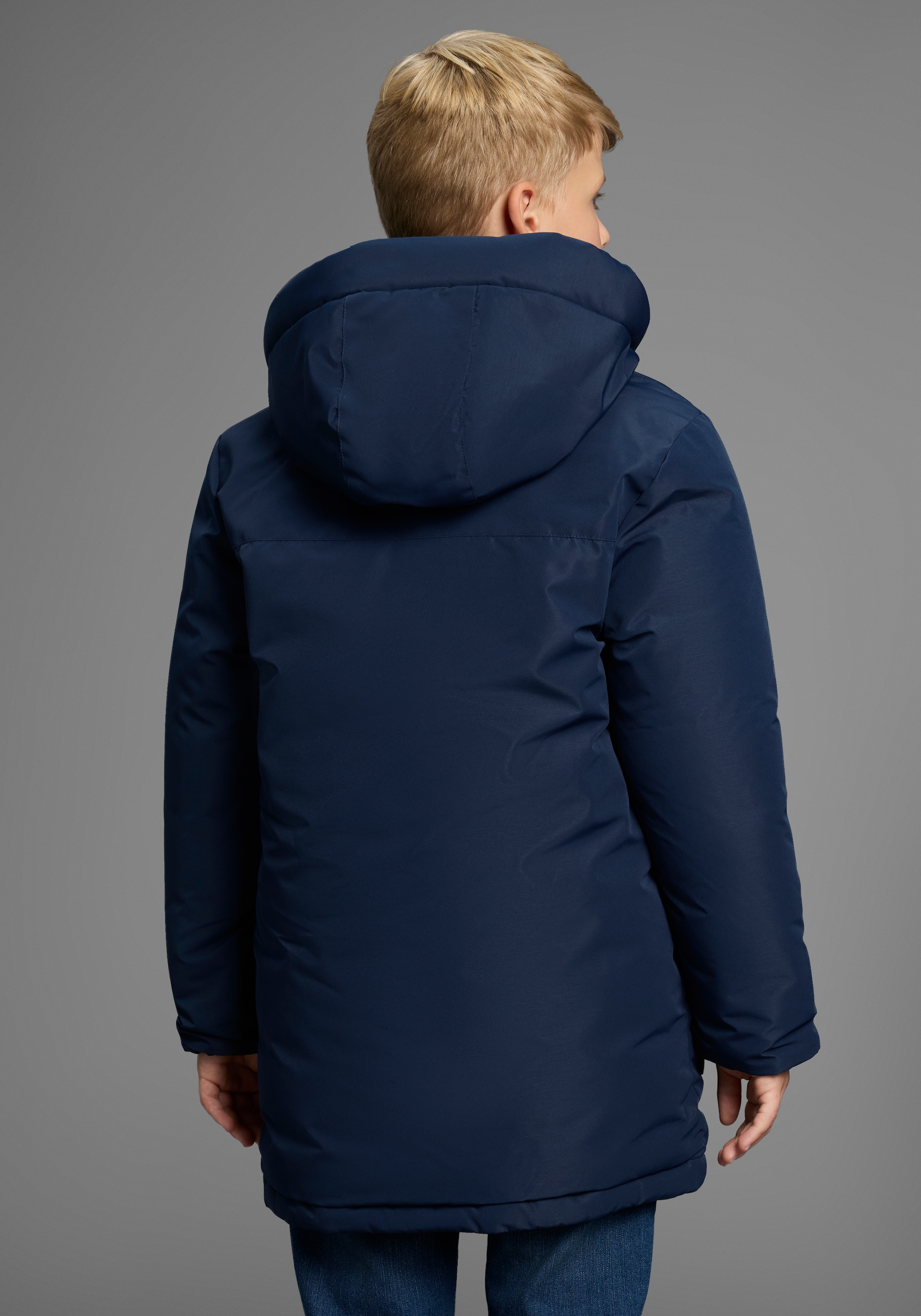 KangaROOS Outdoorjacke »Winterwarme Jacke«, mit Kapuze, Lange Winterjacke mit reflektierenden Details