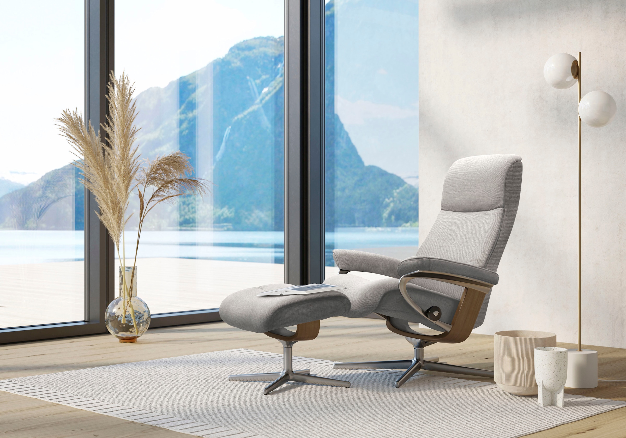 Stressless Fußhocker "View", mit Cross Base, Größe S, M & L, Holzakzent Eiche