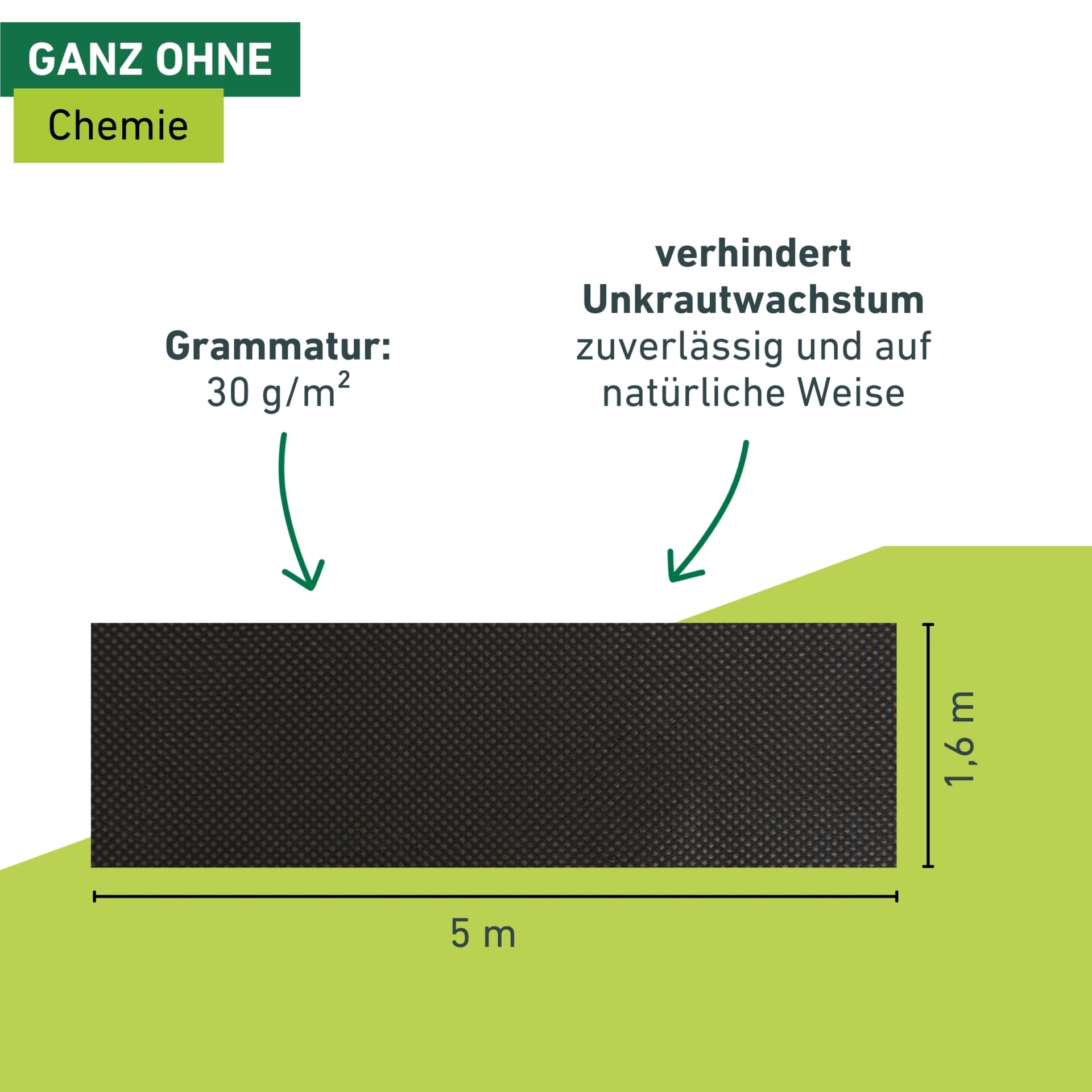 Windhager Unkrautvlies »Basic, atmungsaktiver und wasserdurchlässiger Abdeckvlies« 1 Stk. tlg. Gartenfolie Wurzelsperre 5 x 1,6 m 30 g/m², schwarz