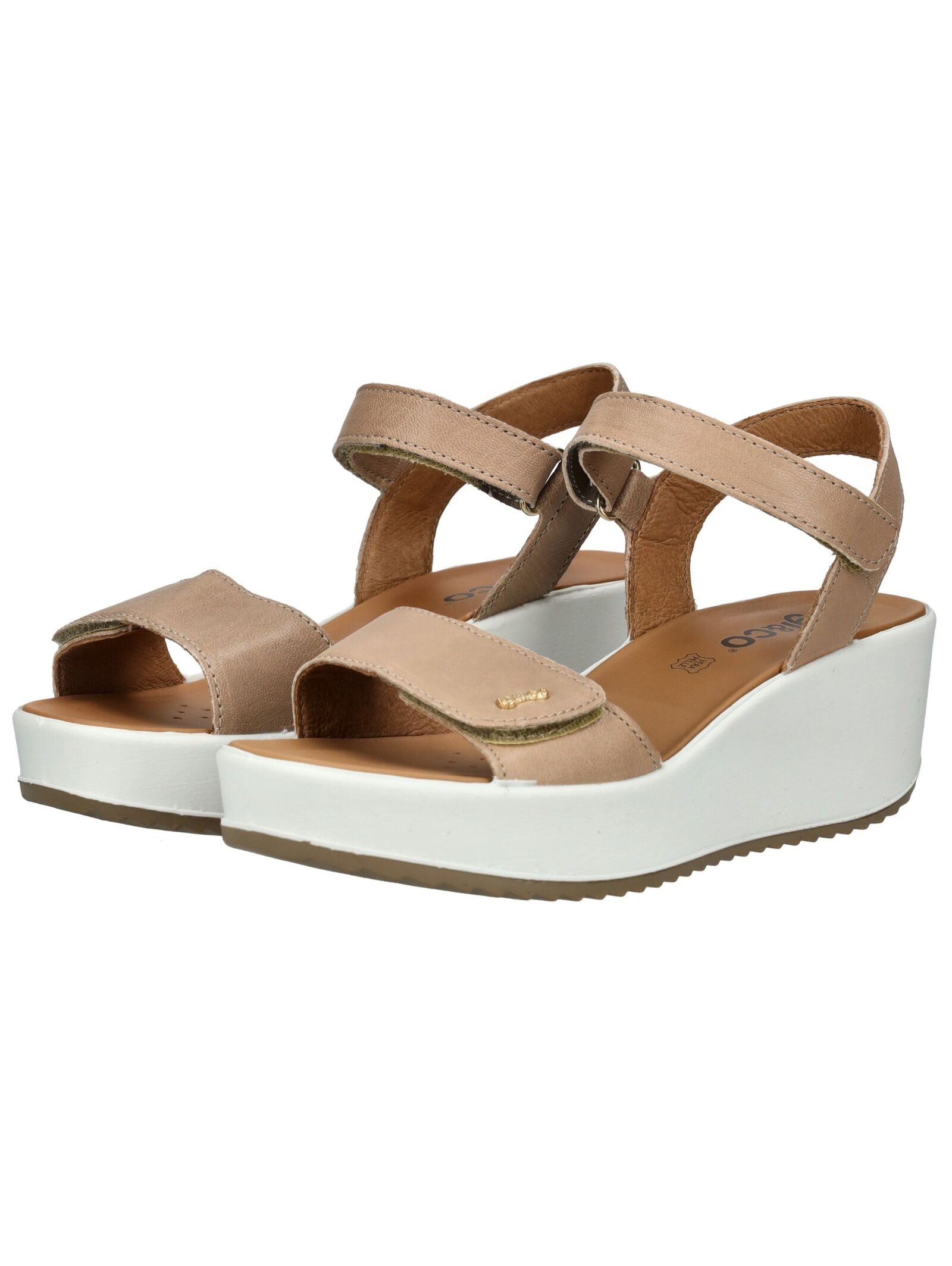 IGI & CO Sandales à talon compensé en cuir Beige/Blanc 40 3