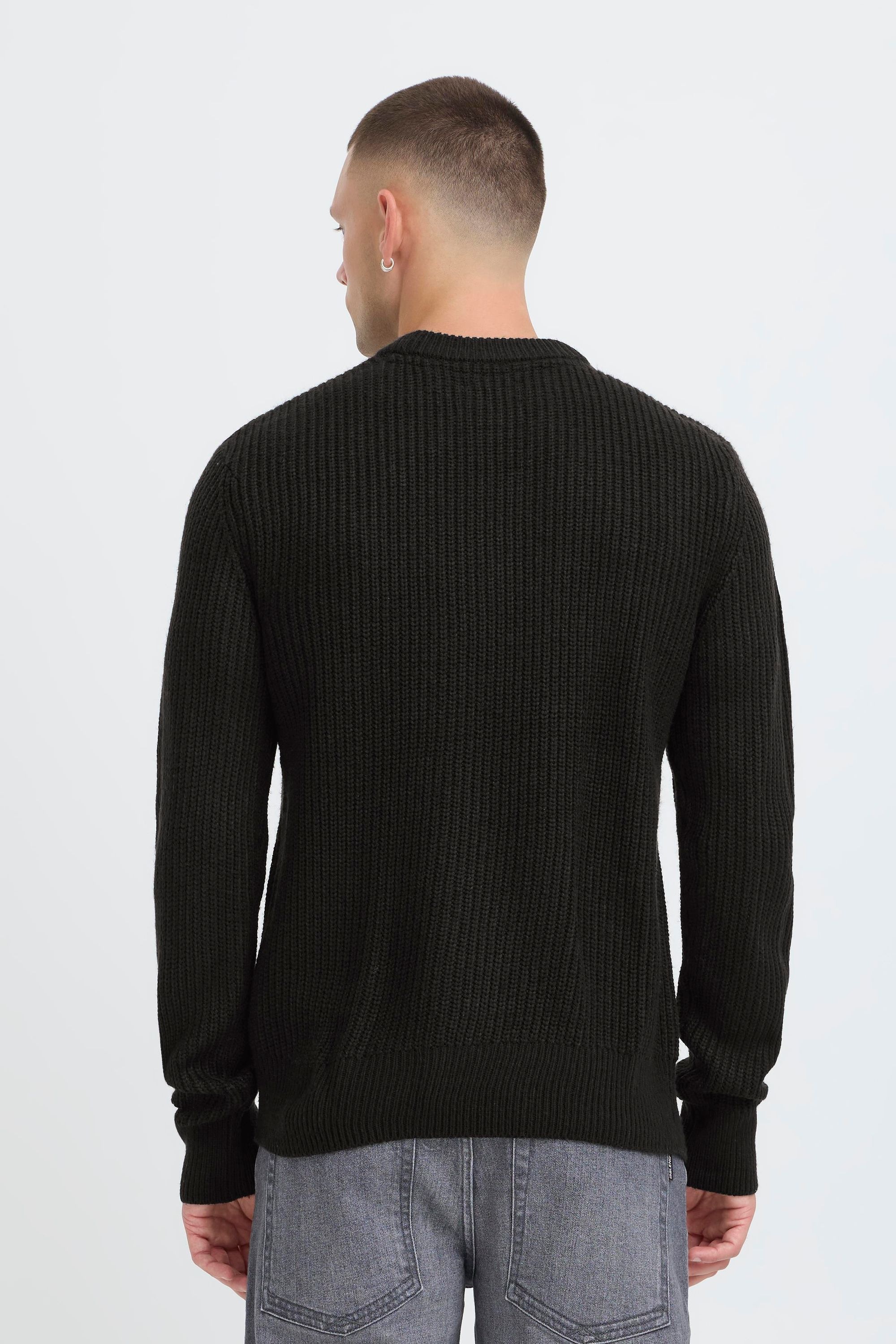Strickpullover BLEND "BHRibi", Herren, Gr. M, schwarz, Grobstrick, 100% Polyacryl, unifarben, normal normal, Rundhals, Pullover Strickpullover, Klassischer Grobstrickpullover 6