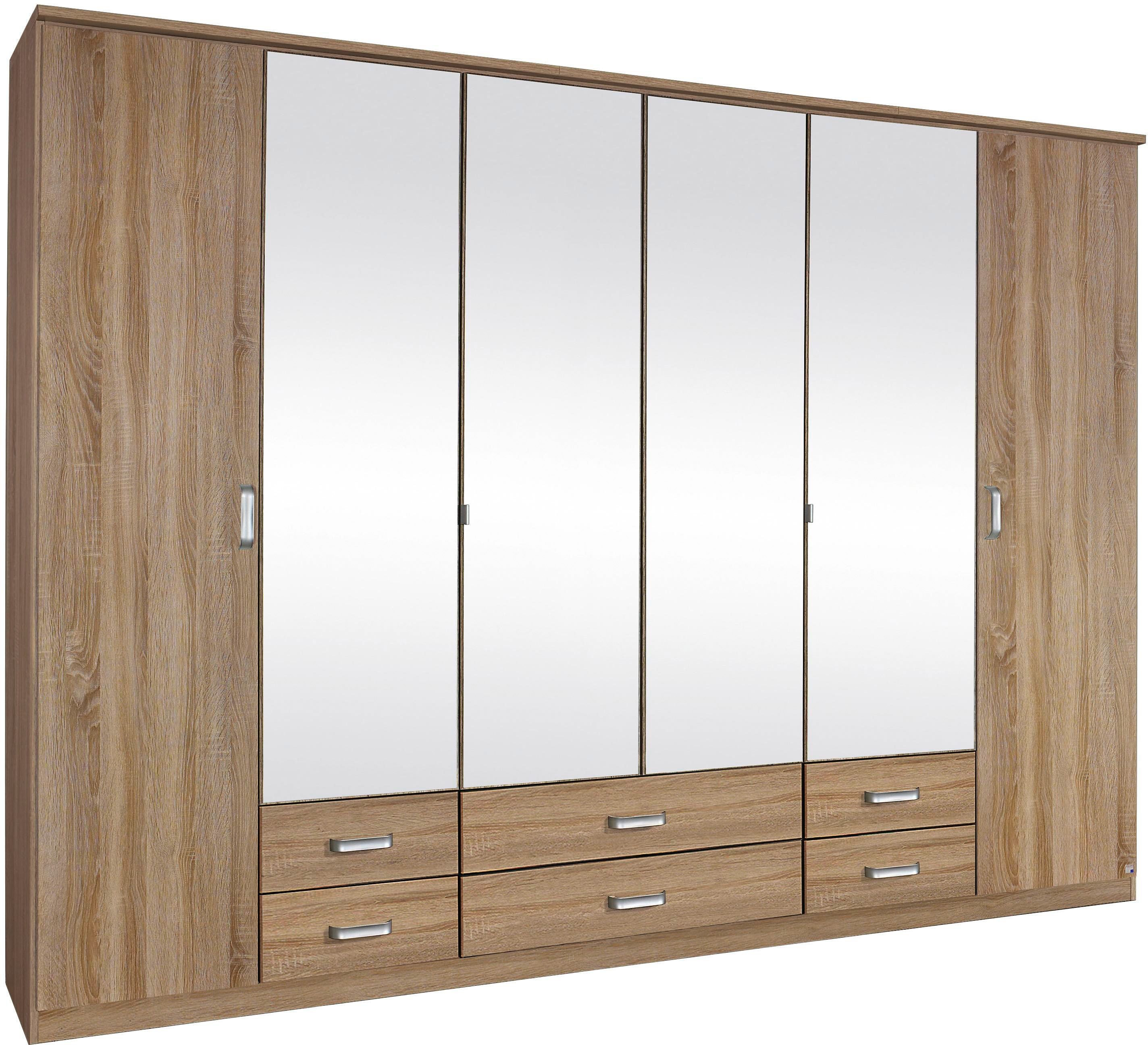rauch Kleiderschrank "Schrank Drehtürenschrank Garderobe Ankleide Schlafzimmerschrank GANDRA" Breiten 136/181/226/271 cm, Höhe 212 cm, mit Oberkranz und voll aufgelegtem Spiegel MADE IN GERMANY