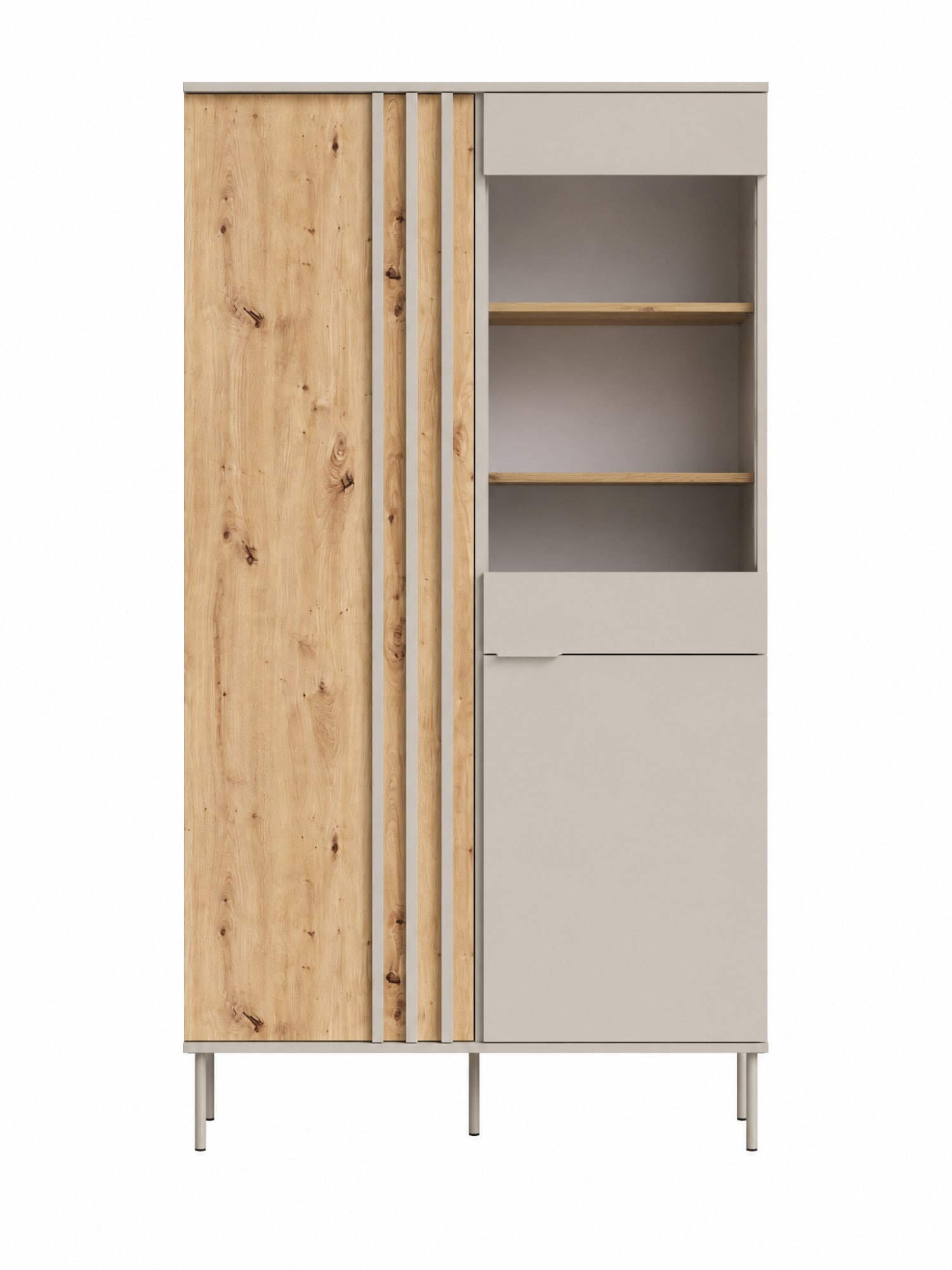 OTTO home Vitrine »AAELIN Vitrineschrank mit/ohne Beleuchtung, verglast, viel Stauraum« Standvitrine/Glasvitrine mit 2 Türen, 8 Einlegeböden, matt Hochschrank