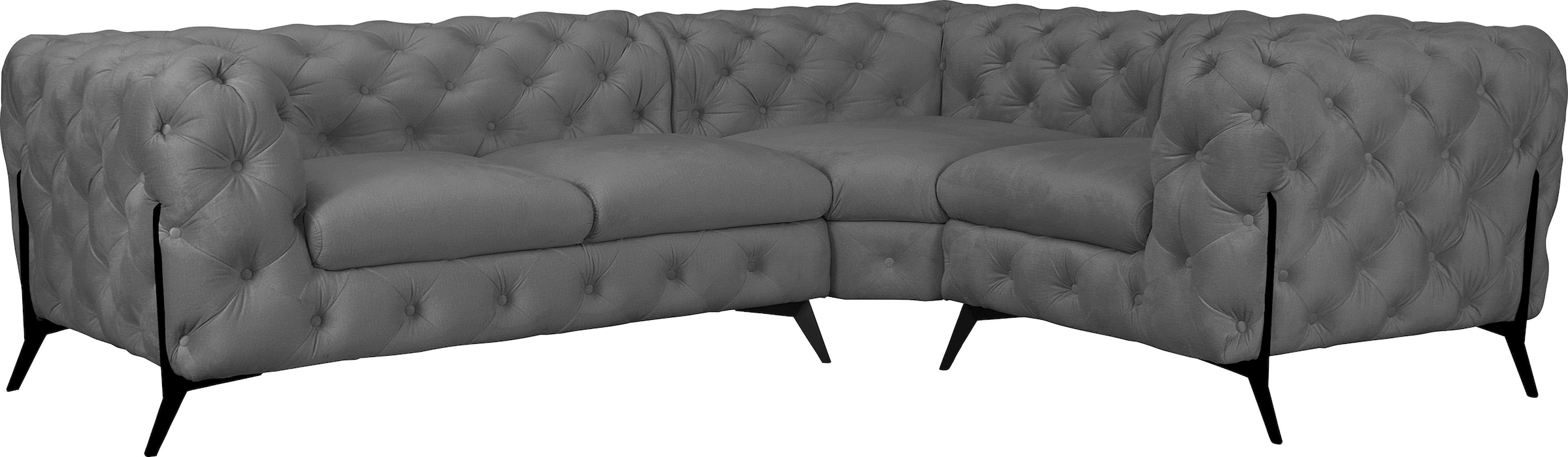 Leonique Chesterfield-Sofa "Amaury L-Form", moderne Chersterfield-Optik, Breite 262 cm, Fußfarbe wählbar