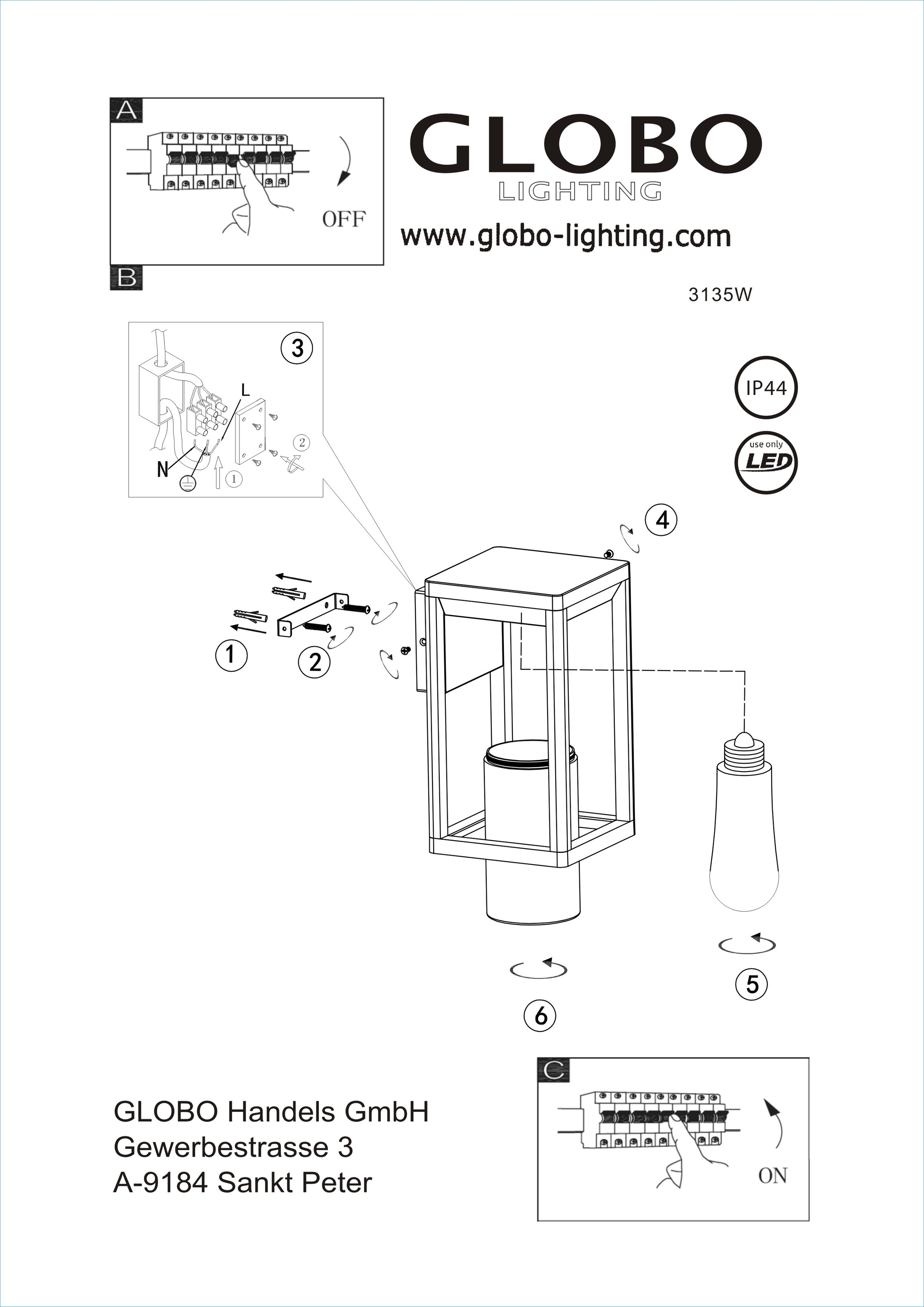 GLOBO LIGHTING Außen-Wandleuchte »CANDELA« E27 1 Stk. Außenleuchte Aluminium, klar, Licht abwärts, IP44, E27 LED
