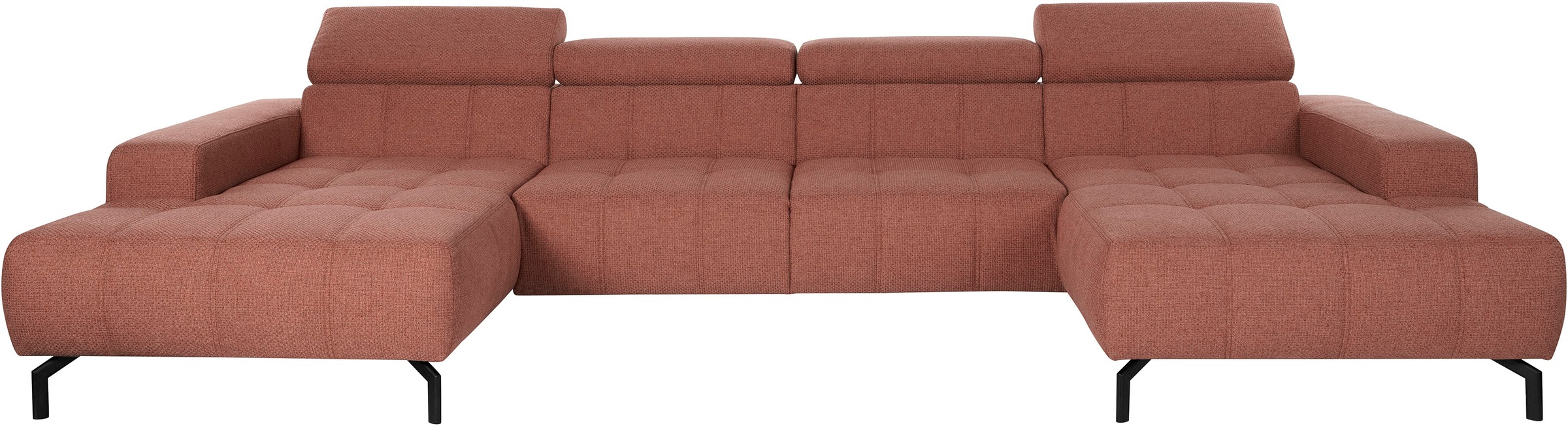 DOMO collection Wohnlandschaft »Cunelli tolle Sitznähte als Designelement, fester Sitzkomfort, U-Form«, wahlweise mit Kopfteilverstellung, bodenfrei