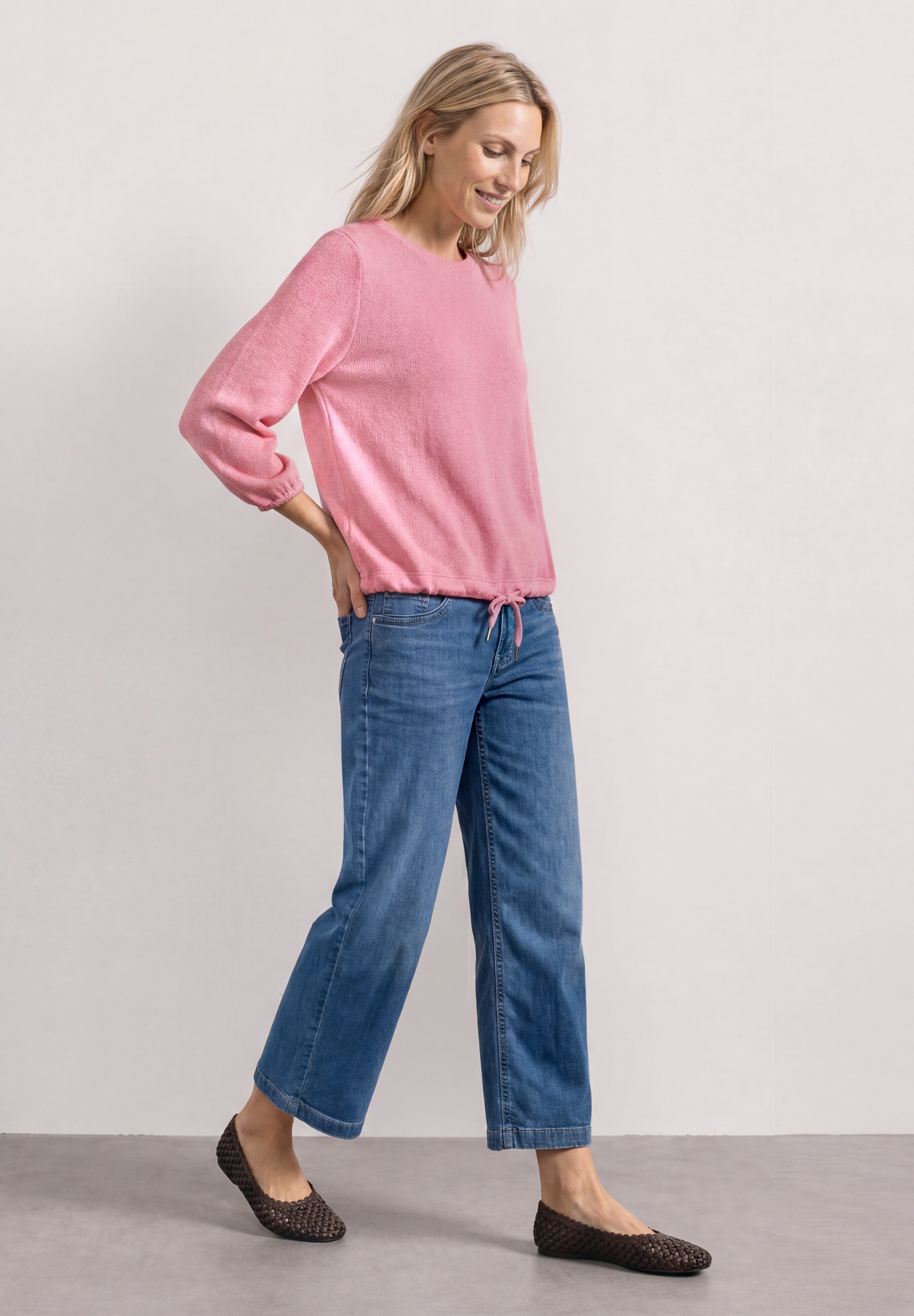 STREET ONE Rundhalsshirt 3/4-Arm Shirt im Strick-Look