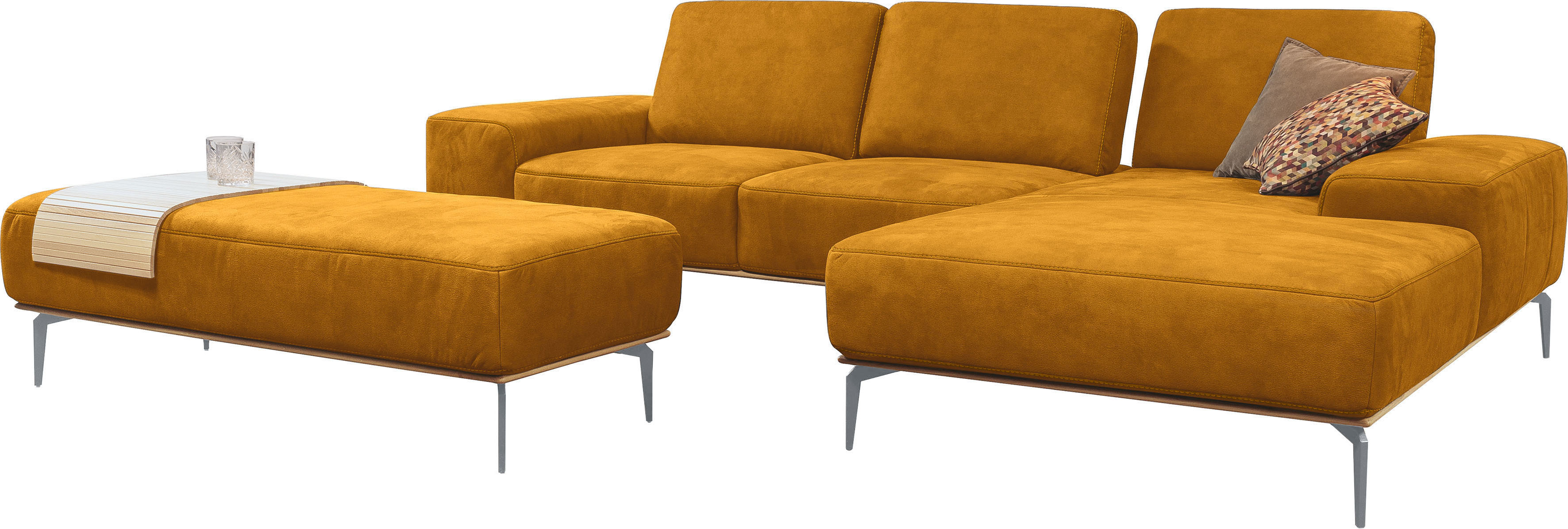 Thumbnail - W.SCHILLIG Ecksofa "run, Designsofa mit tollem Sitzkomfort, bequem, L-Form", mit elegantem Holzsockel, Füße in Silber ma...