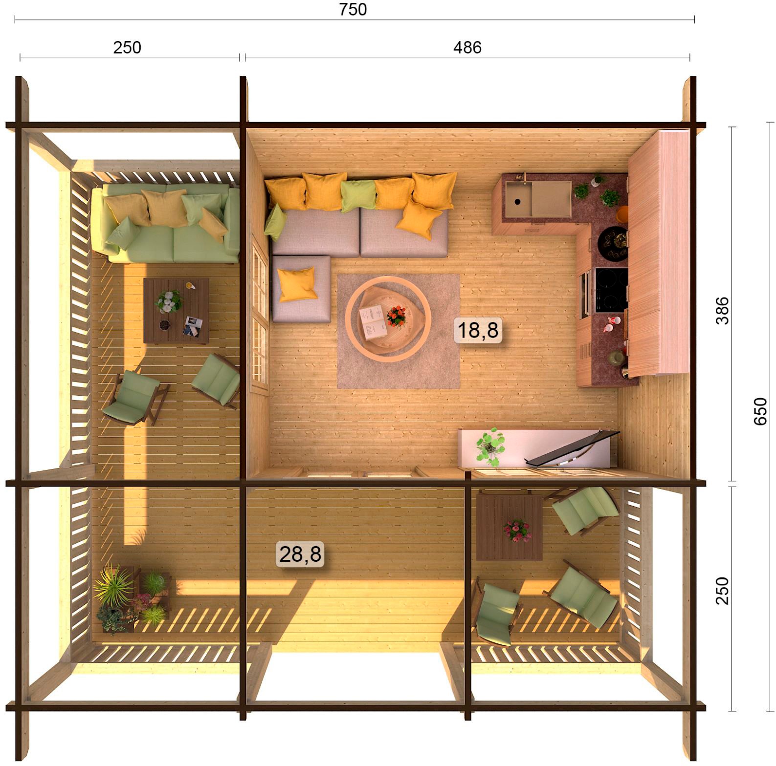 Palmako Gartenhaus »Ferienhaus Agneta«, inklusive Fußboden