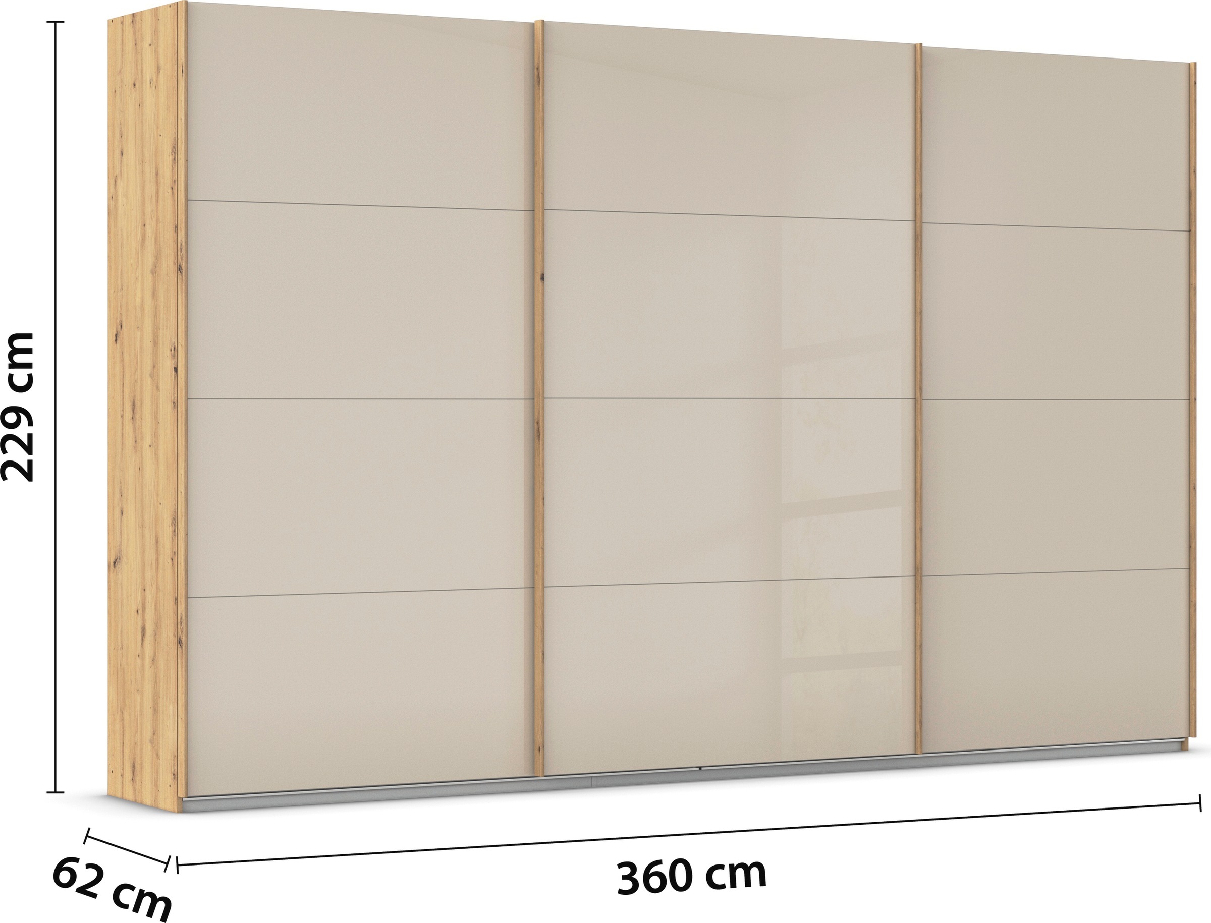 rauch Schwebetürenschrank »Kleiderschrank Schrank Garderobe AGORDO mit Glasfront«, durchdachte Innenausstattung, in 4 Breiten und 2 Höhen MADE IN GERMANY
