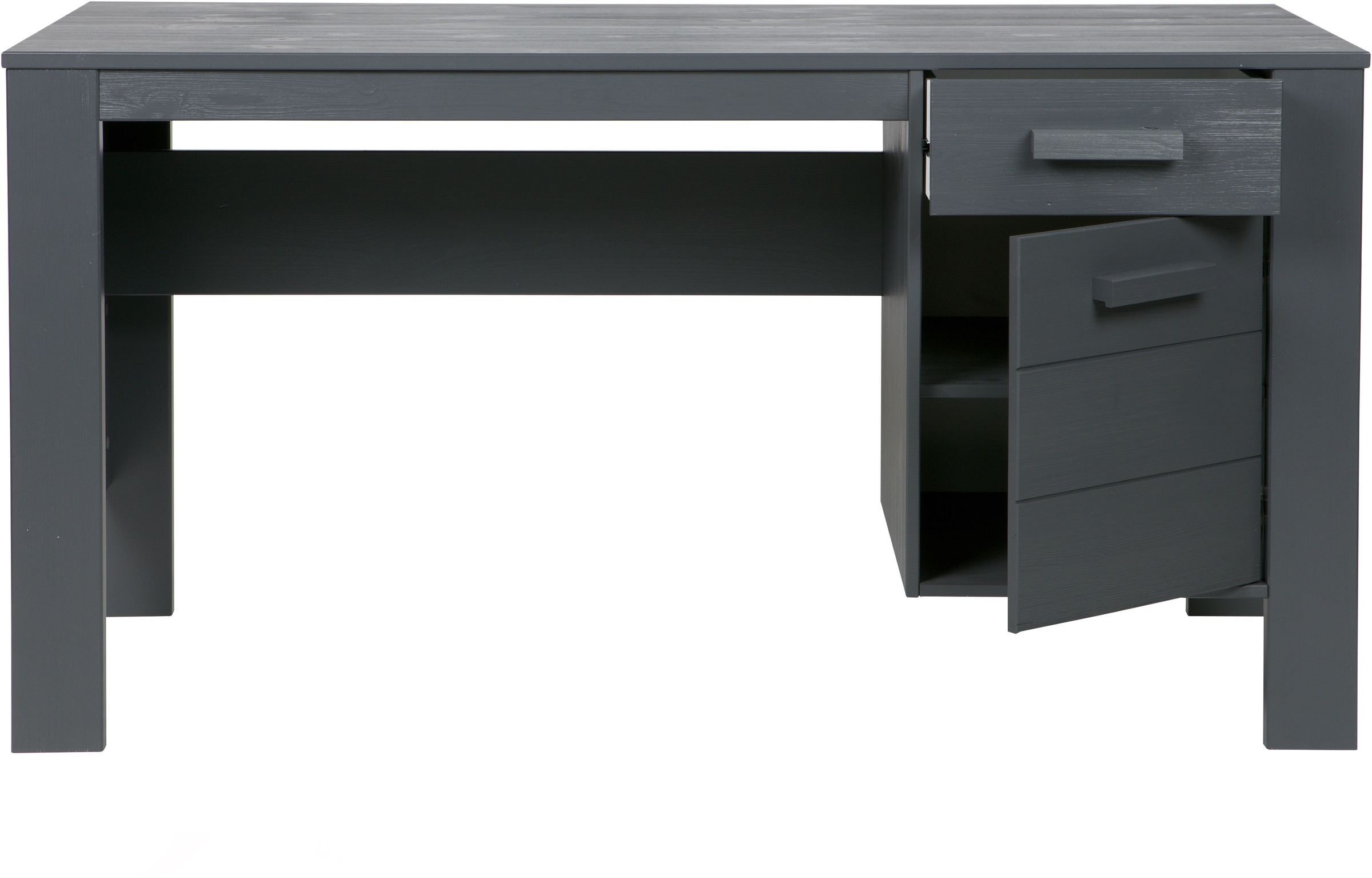 WOOOD Schreibtisch »Julius FSC®-Kiefernholz, gebürstet, mit zwei Schubladen 141x59x74 cm« Gebürstete Oberfläche, sichtbare Maserung, wasserbasiert lackiert